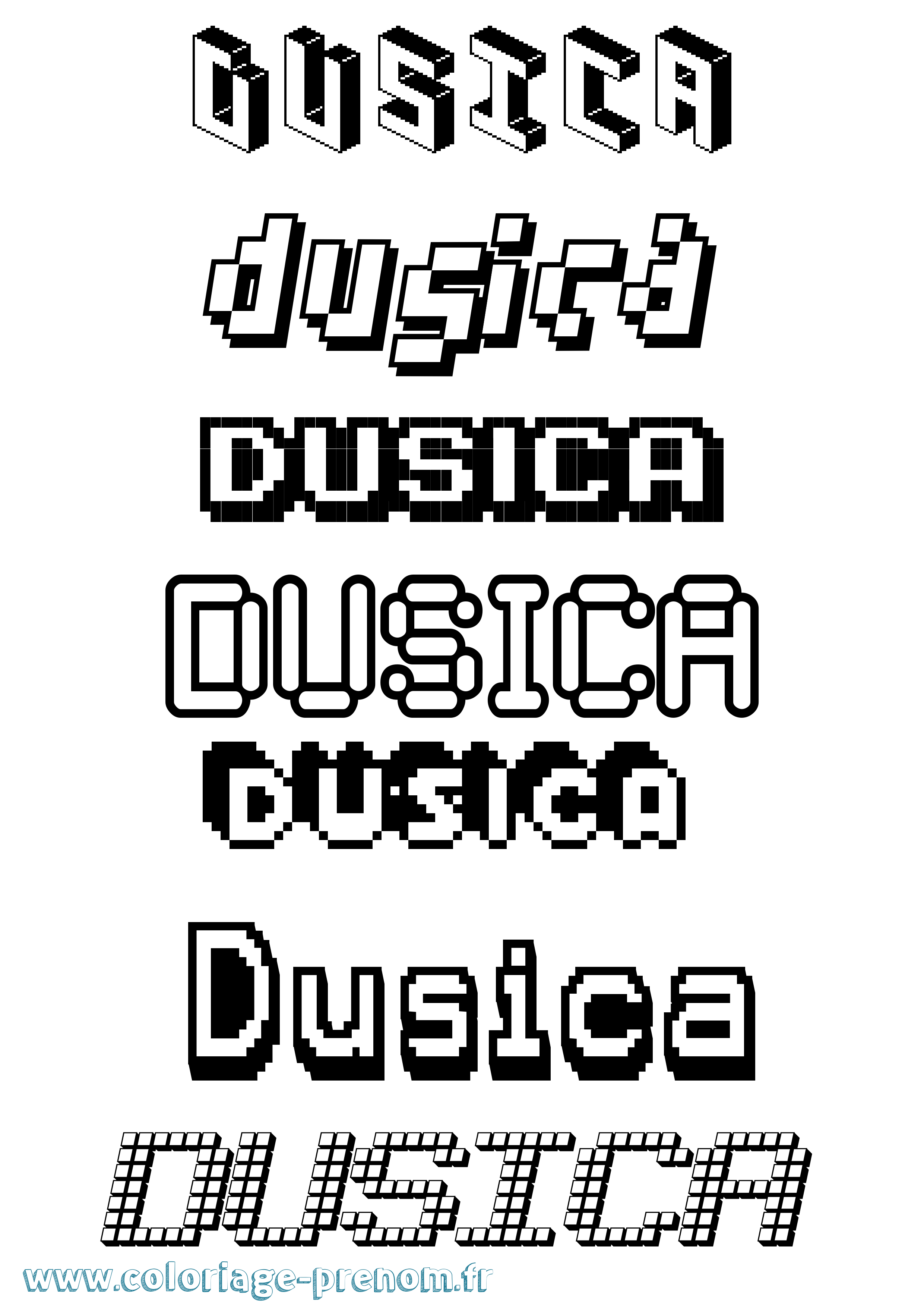 Coloriage Dusica Pixel Coloriage prénom Dusica Pixel