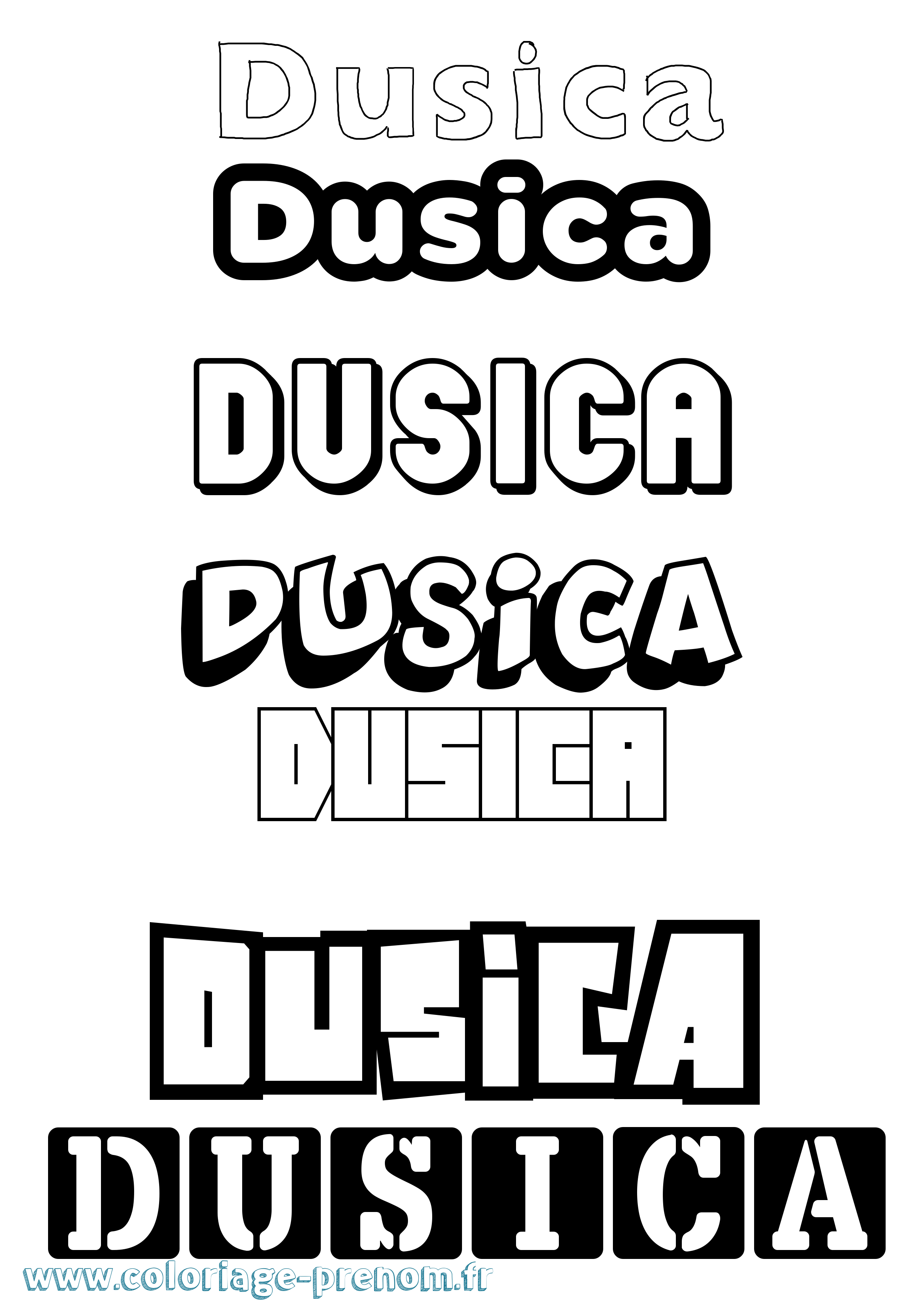 Coloriage Dusica Simple Coloriage prénom Dusica Simple