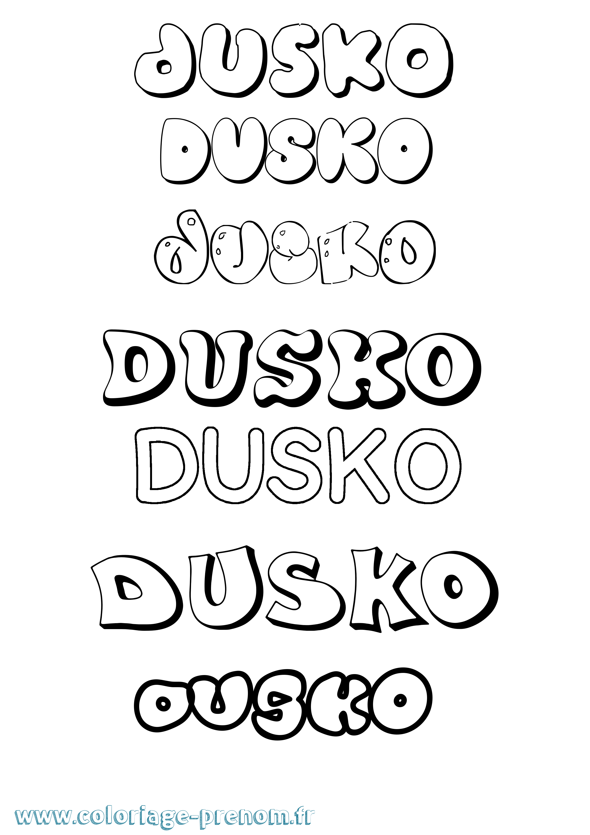 Coloriage Dusko Bubble Coloriage prénom Dusko Bubble