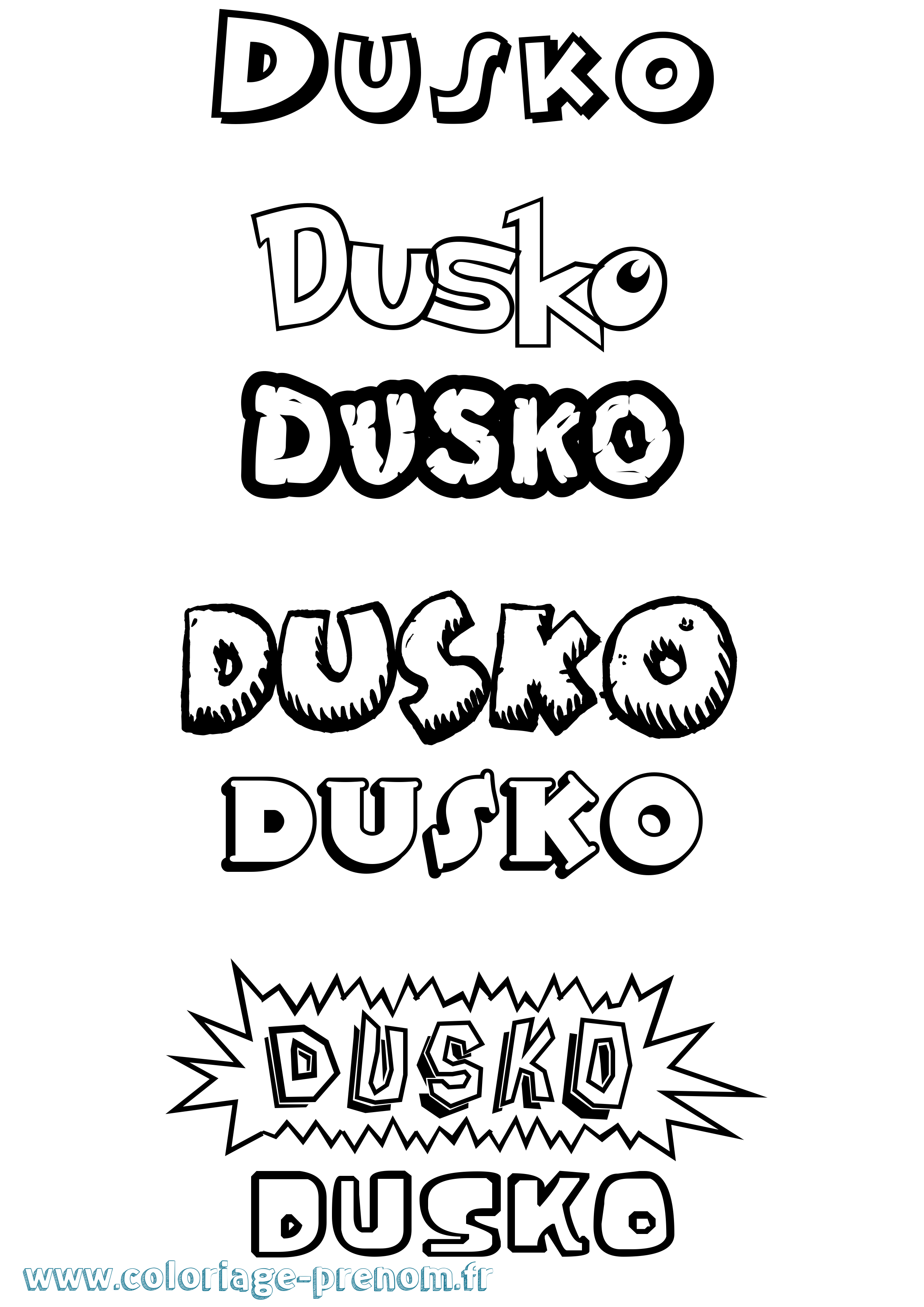 Coloriage Dusko Dessin Animé Coloriage prénom Dusko Dessin Animé