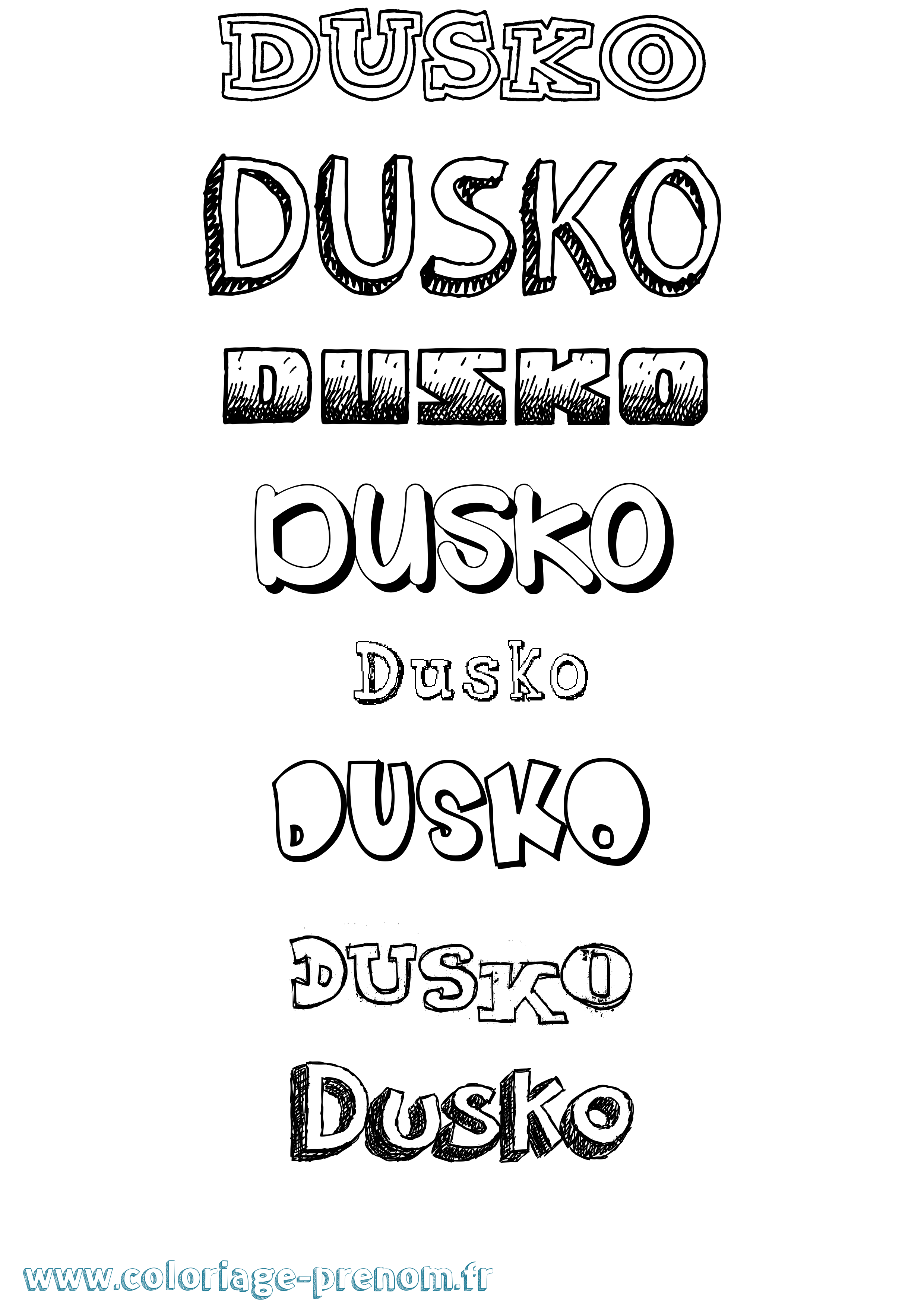 Coloriage Dusko Dessiné Coloriage prénom Dusko Dessiné