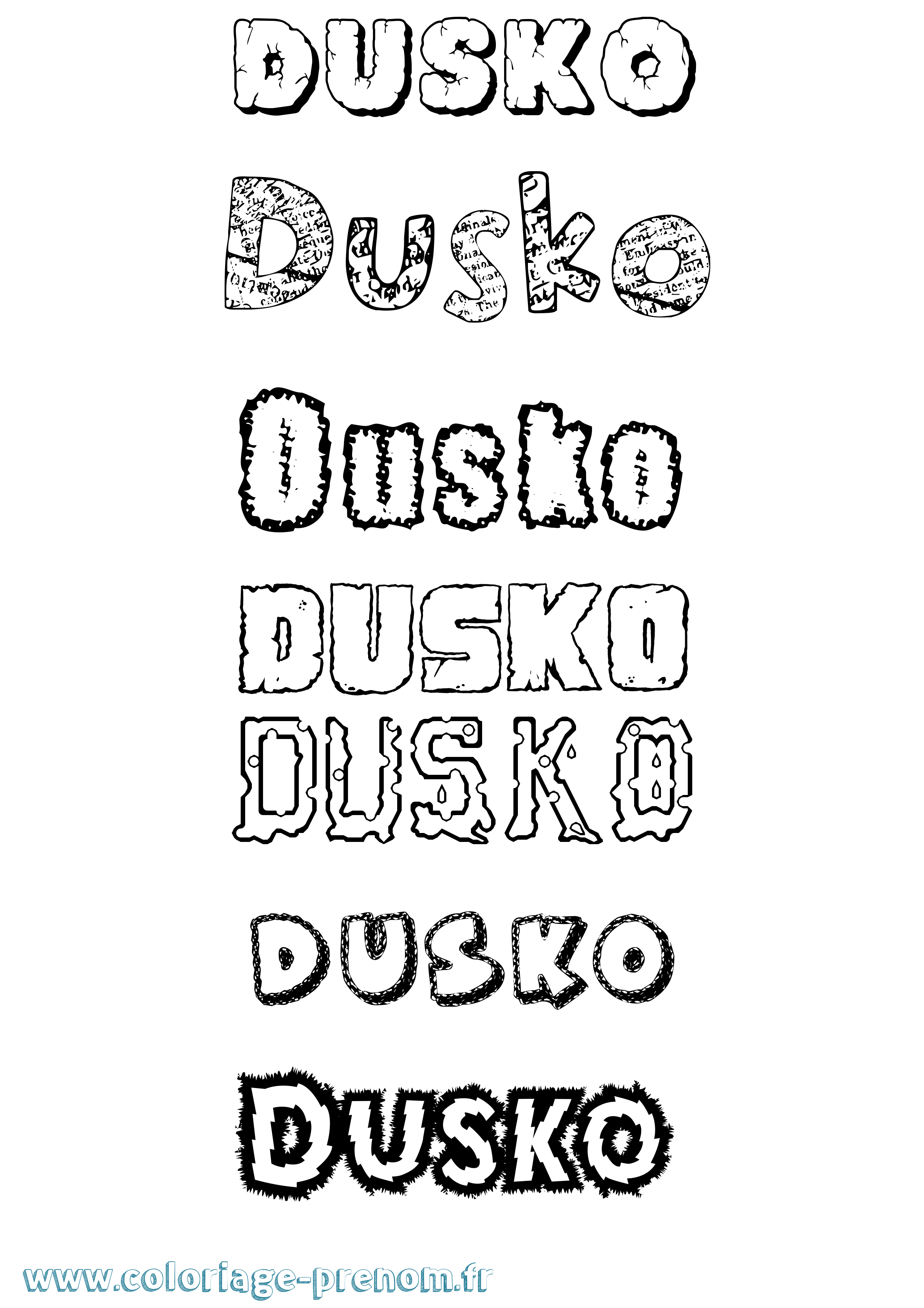 Coloriage Dusko Destructuré Coloriage prénom Dusko Destructuré