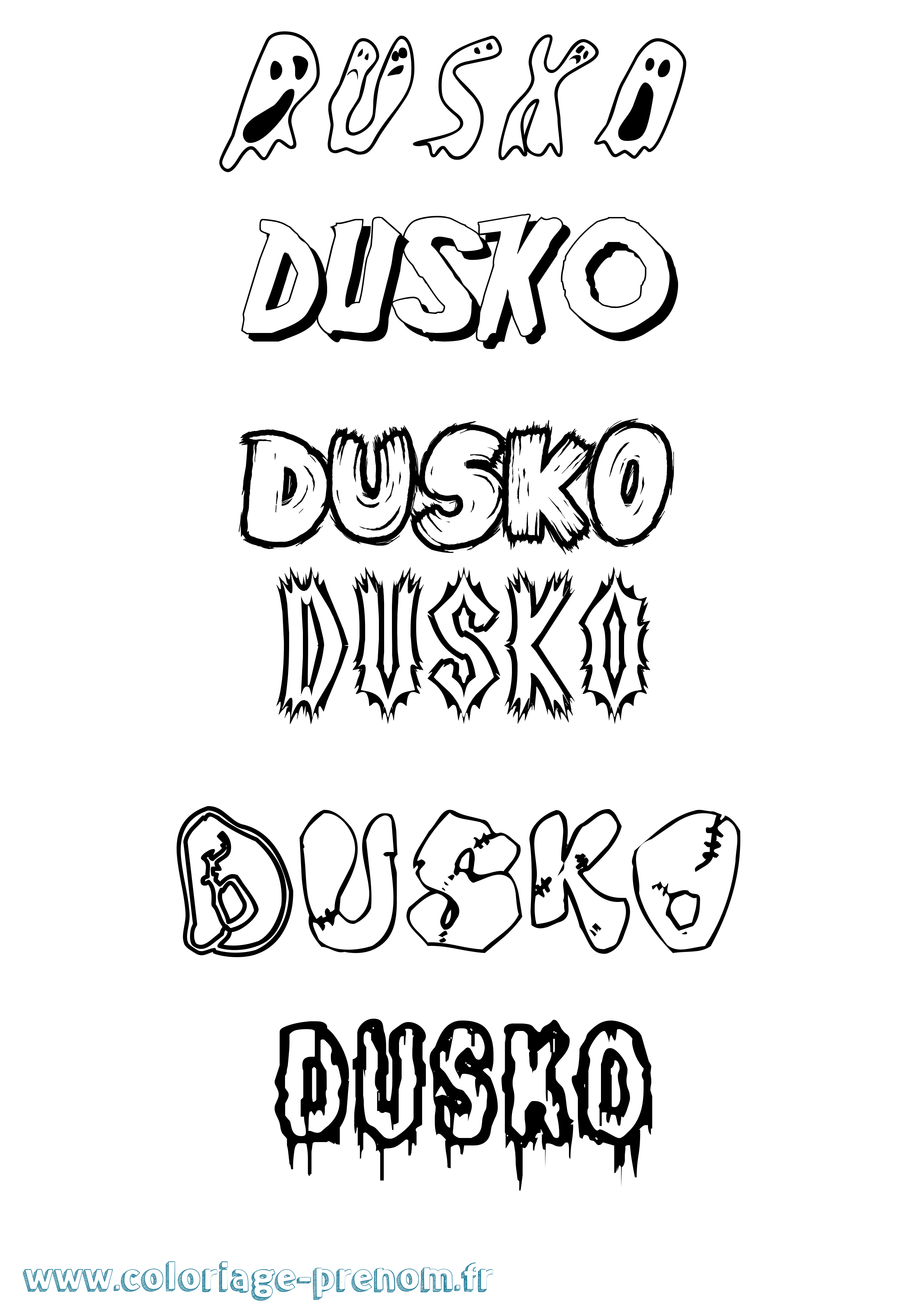 Coloriage Dusko Frisson Coloriage prénom Dusko Frisson