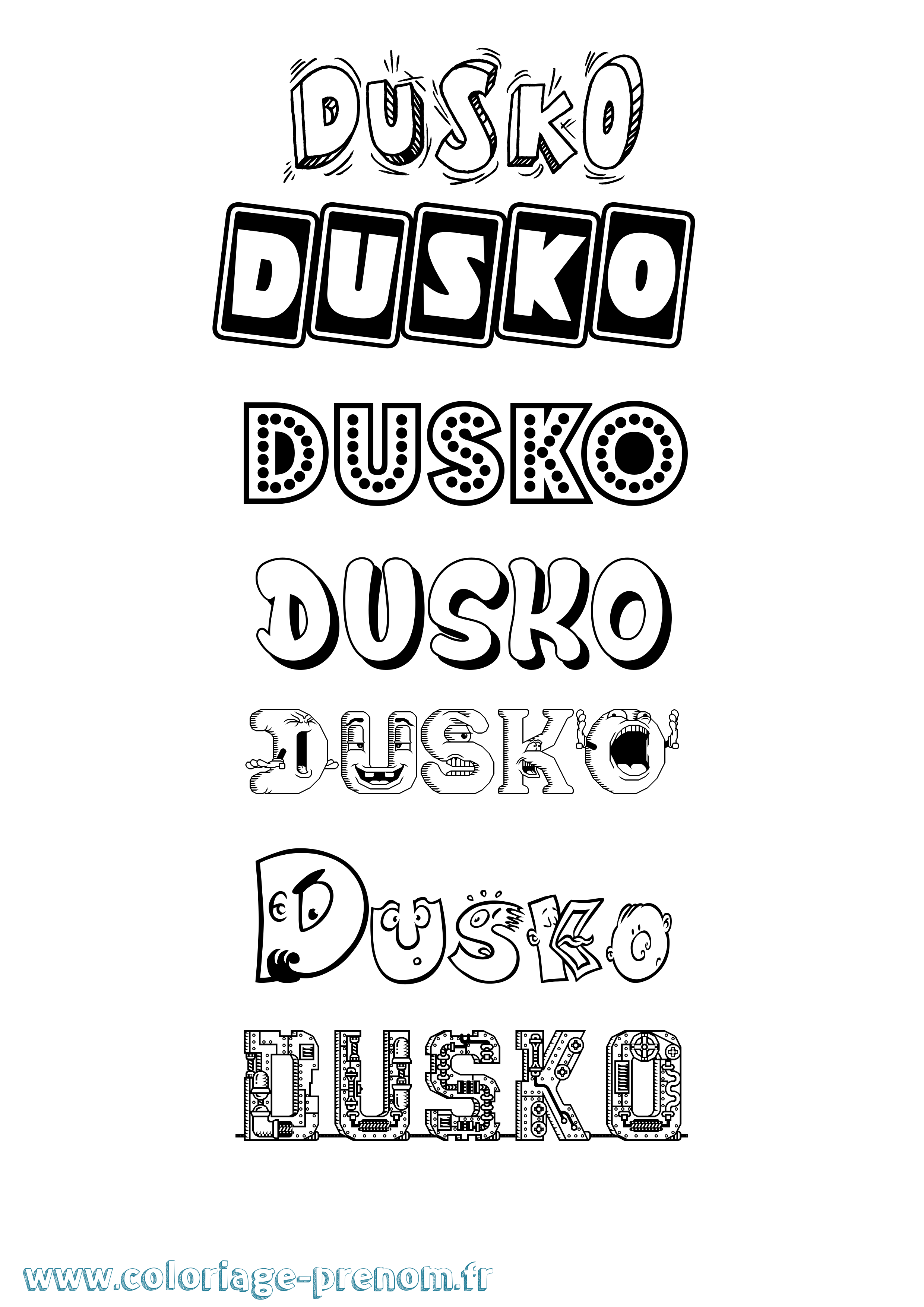 Coloriage Dusko Fun Coloriage prénom Dusko Fun