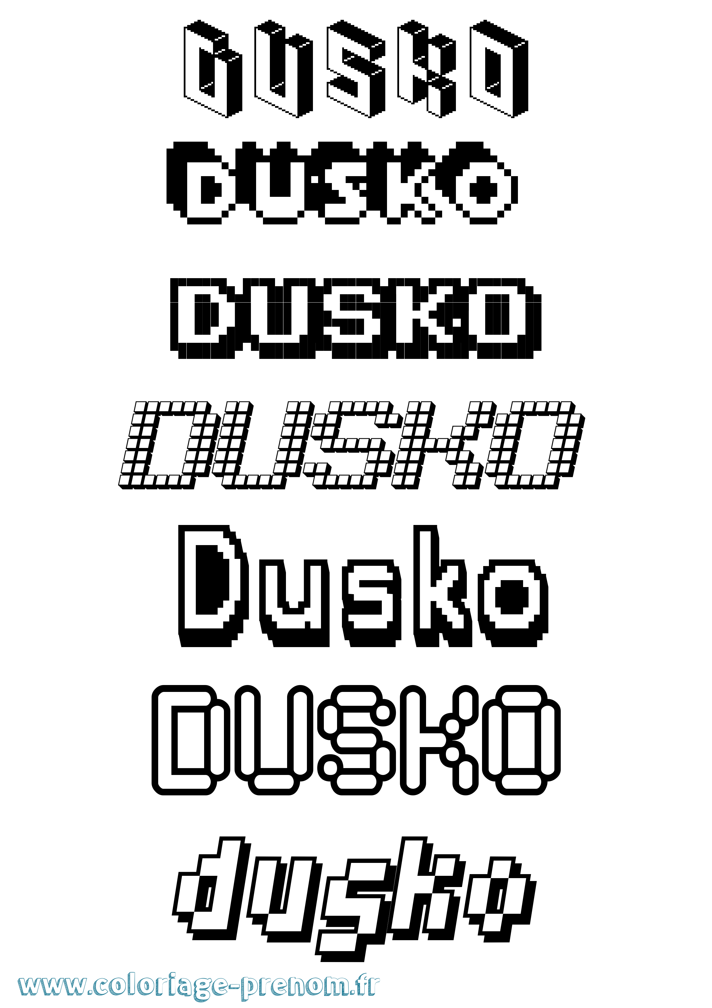 Coloriage Dusko Pixel Coloriage prénom Dusko Pixel