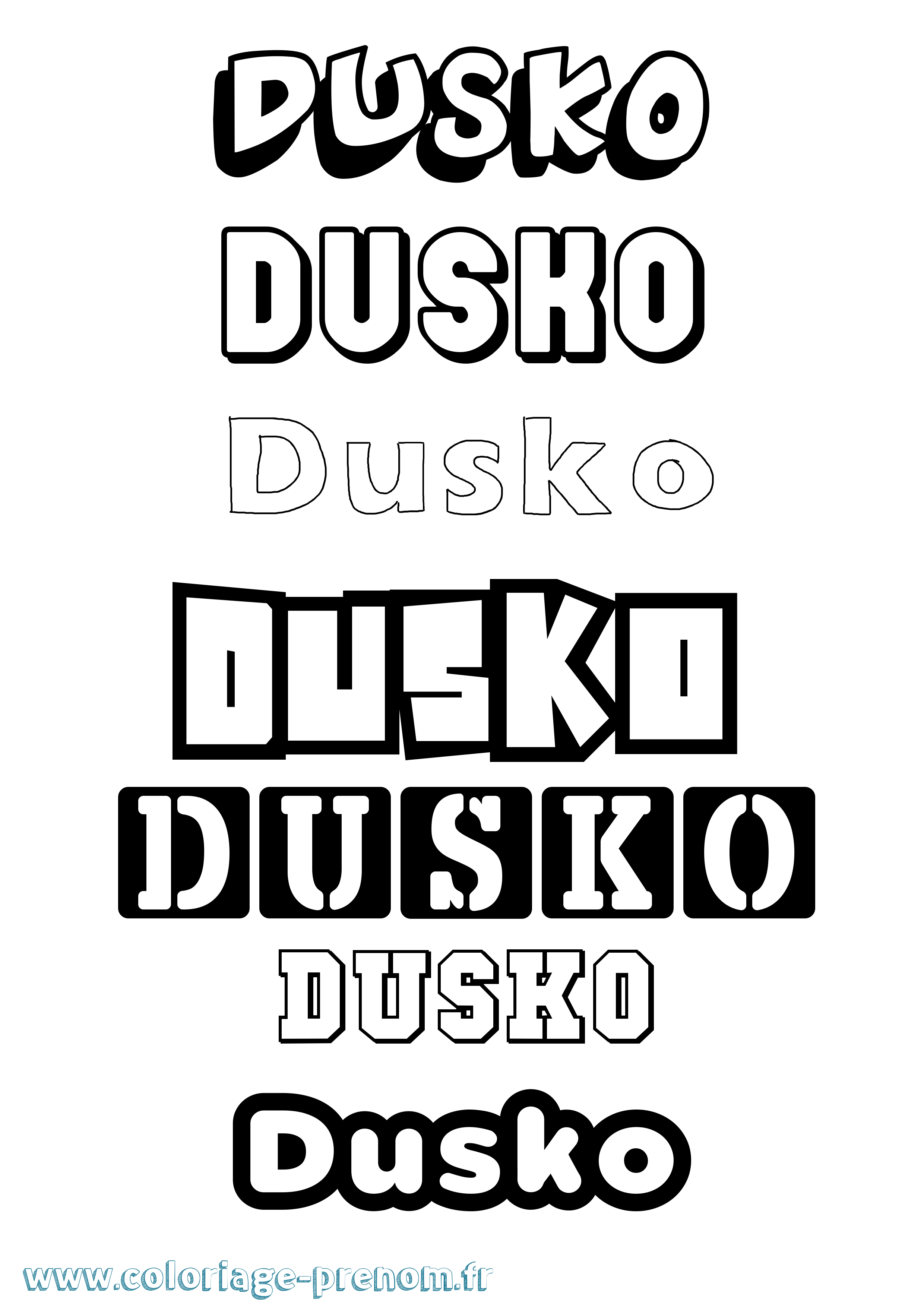 Coloriage Dusko Simple Coloriage prénom Dusko Simple