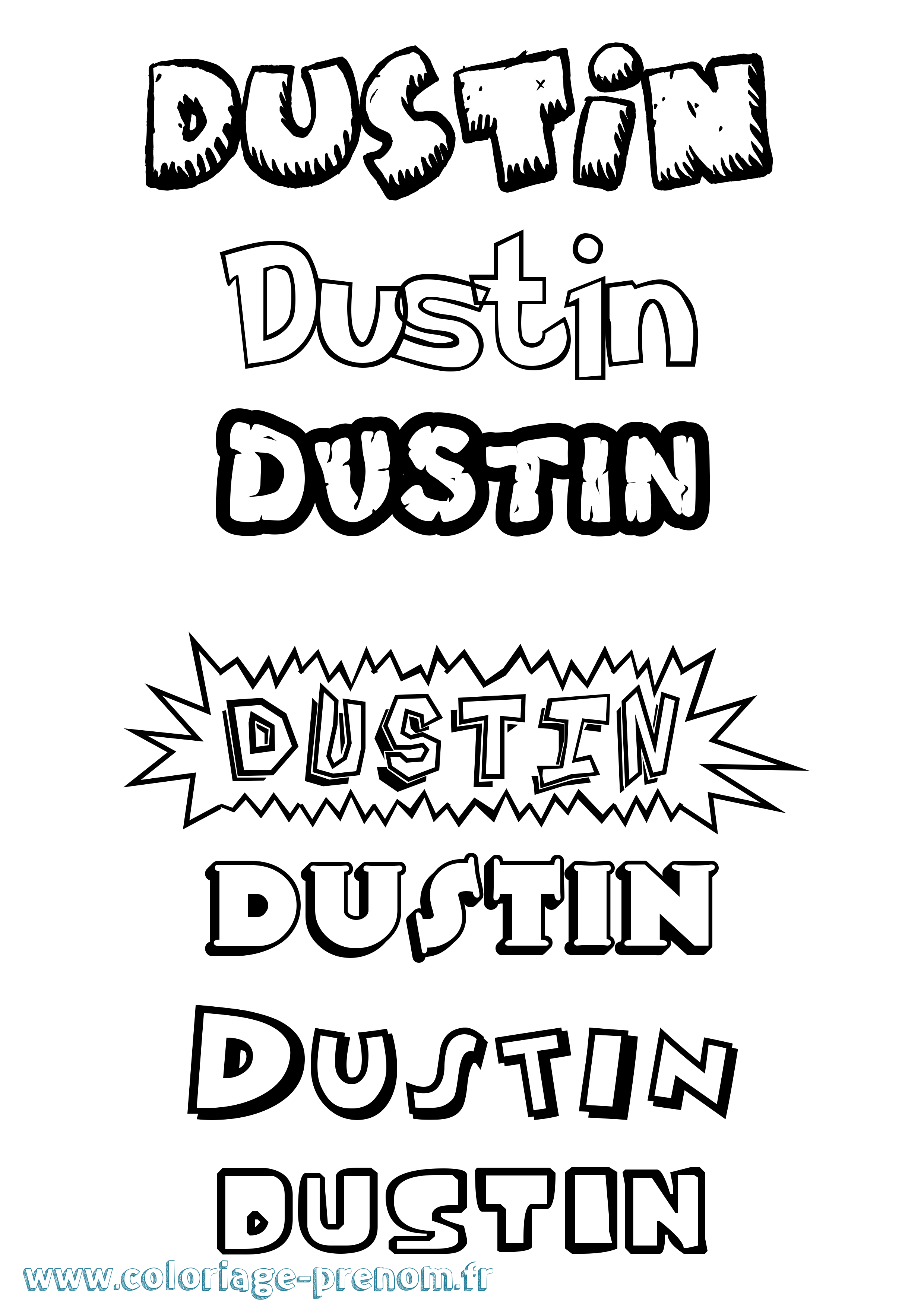 Coloriage Dustin Dessin Animé Coloriage prénom Dustin Dessin Animé