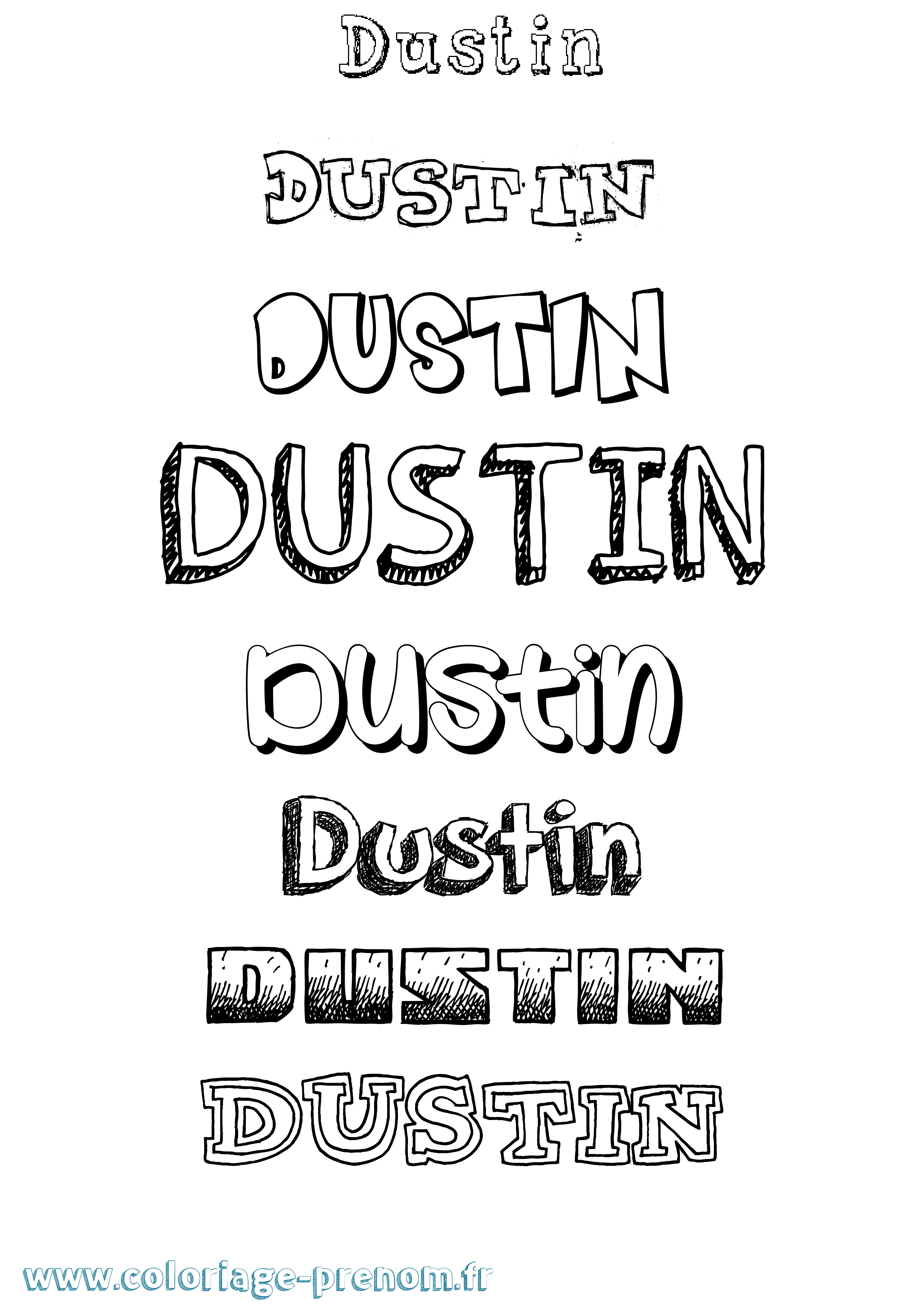 Coloriage Dustin Dessiné Coloriage prénom Dustin Dessiné