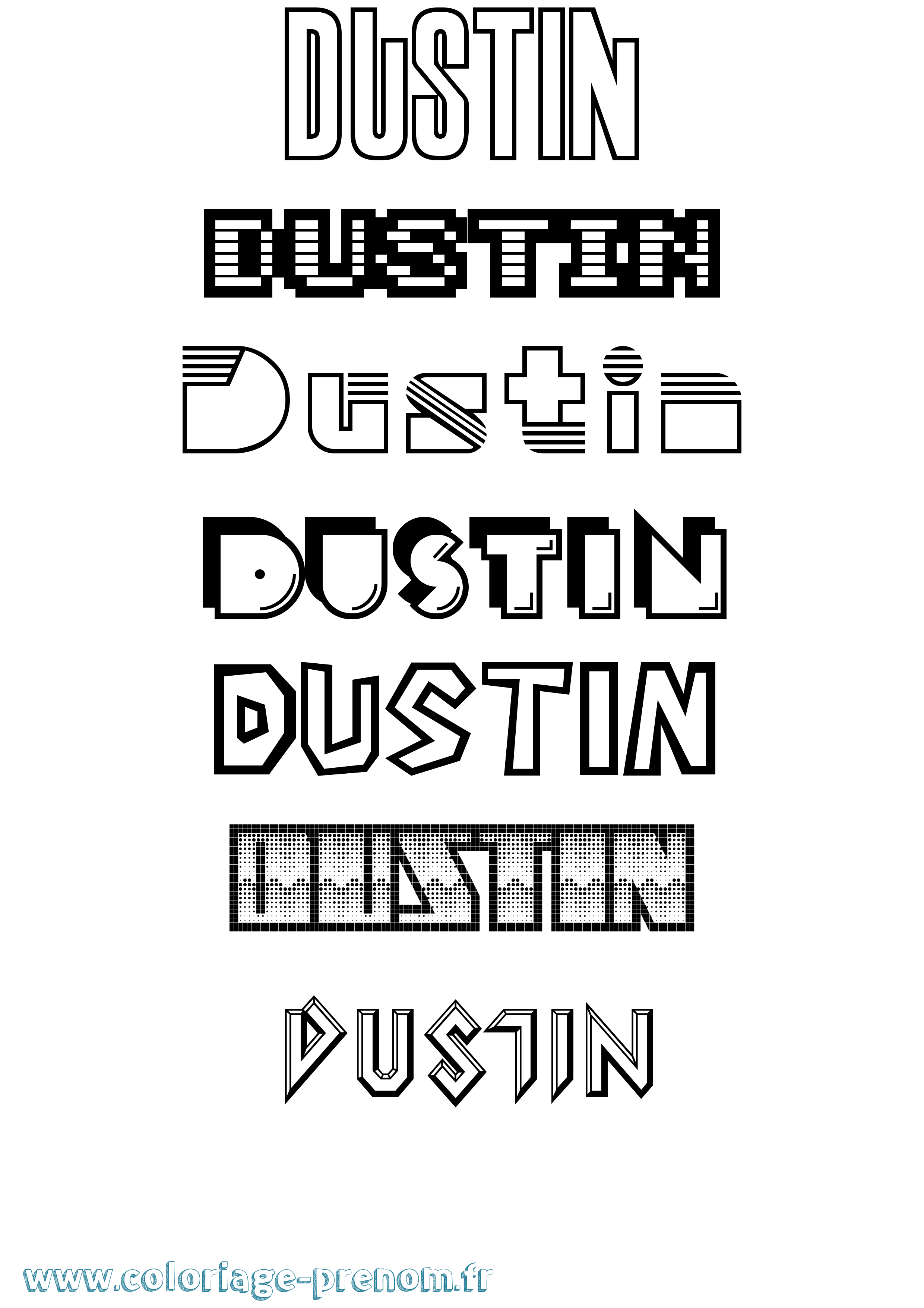 Coloriage Dustin Jeux Vidéos Coloriage prénom Dustin Jeux Vidéos