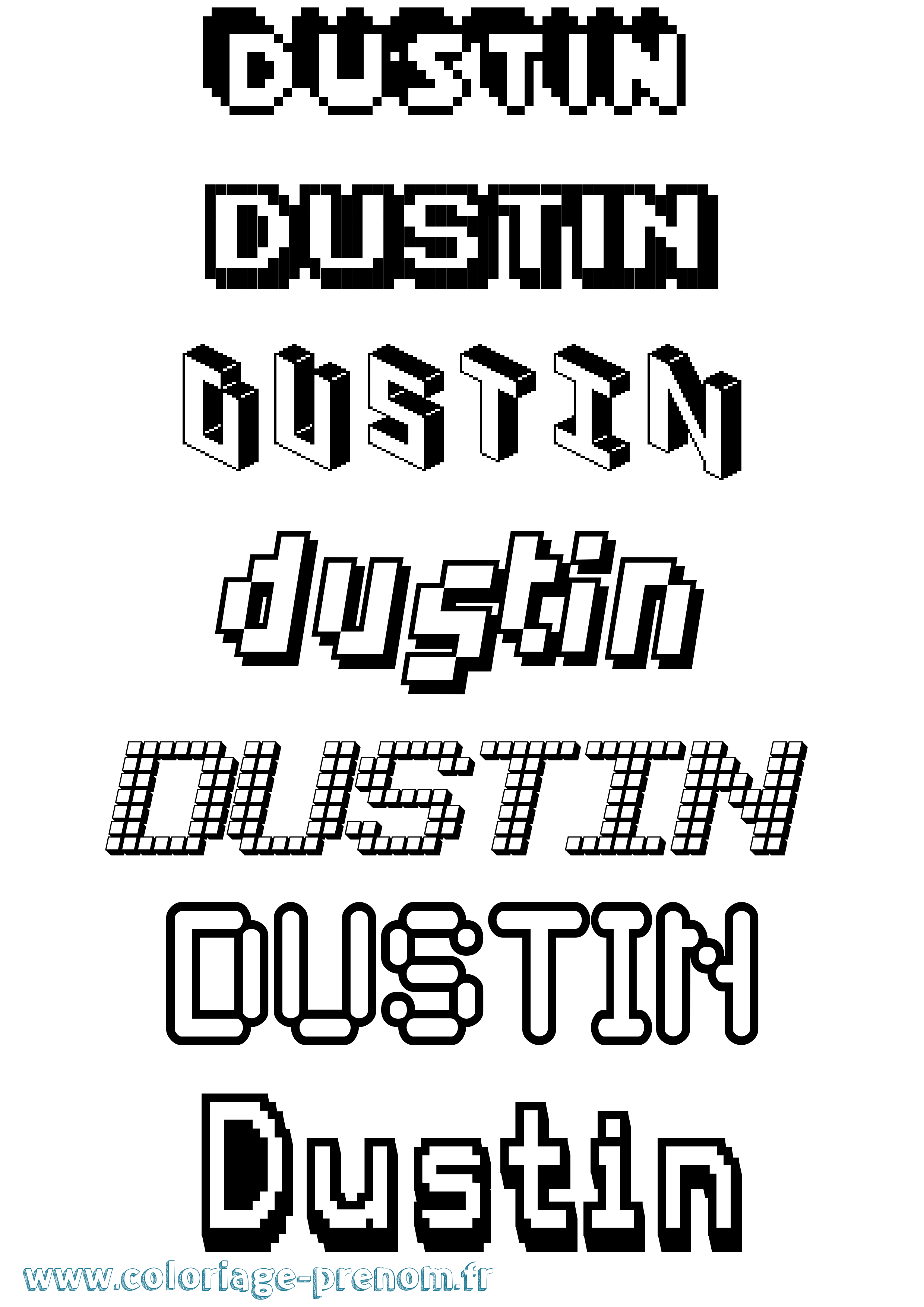 Coloriage Dustin Pixel Coloriage prénom Dustin Pixel