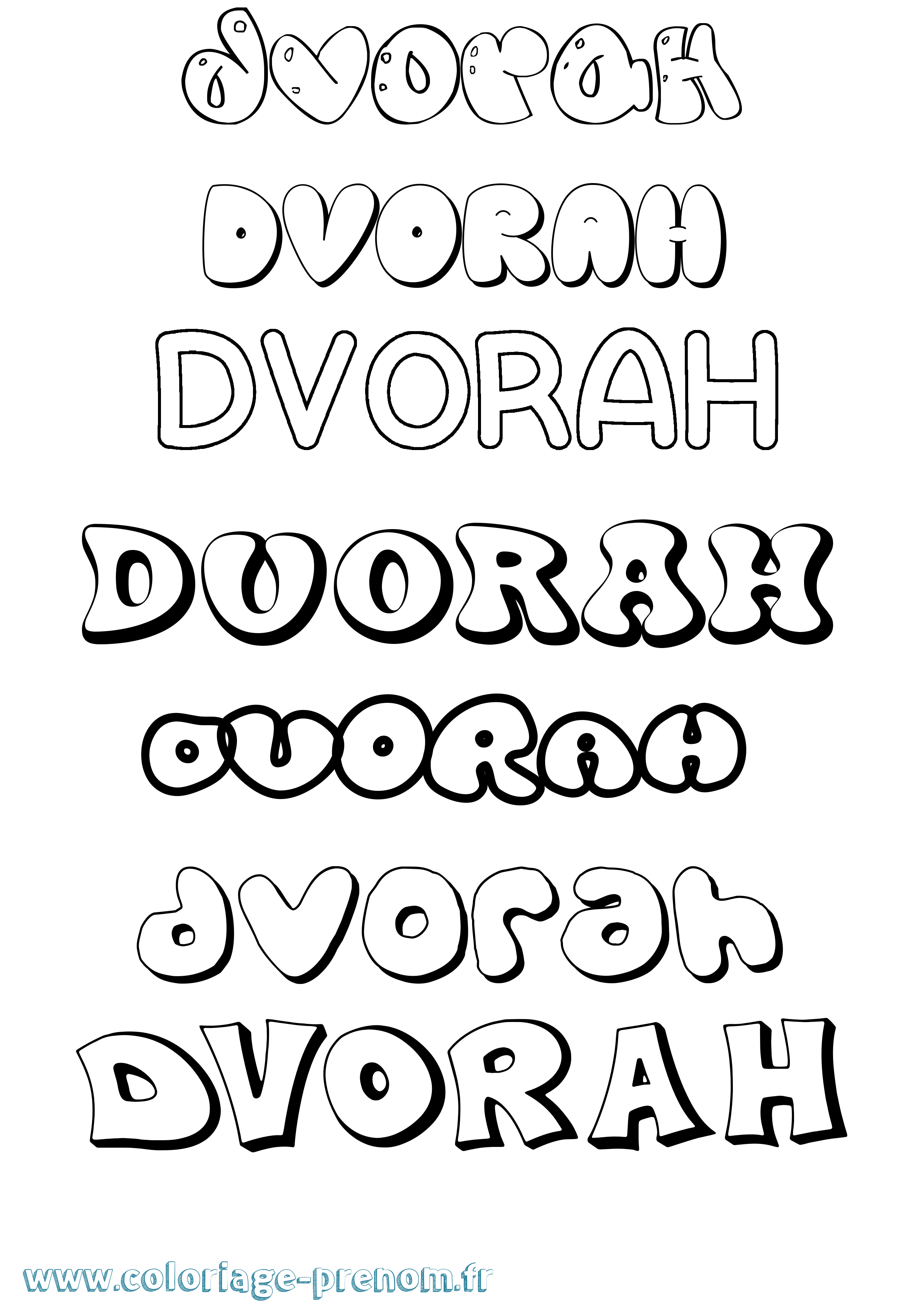 Coloriage Dvorah Bubble Coloriage prénom Dvorah Bubble