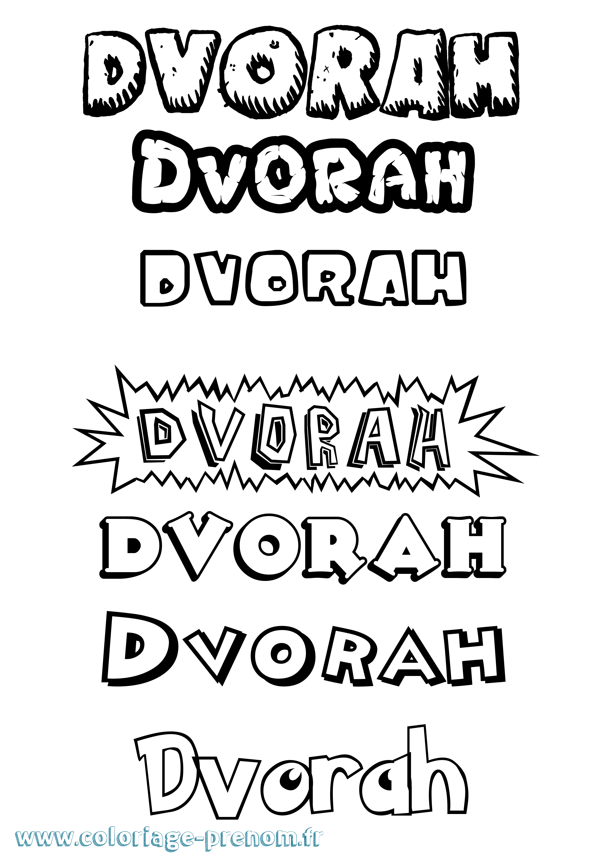 Coloriage Dvorah Dessin Animé Coloriage prénom Dvorah Dessin Animé