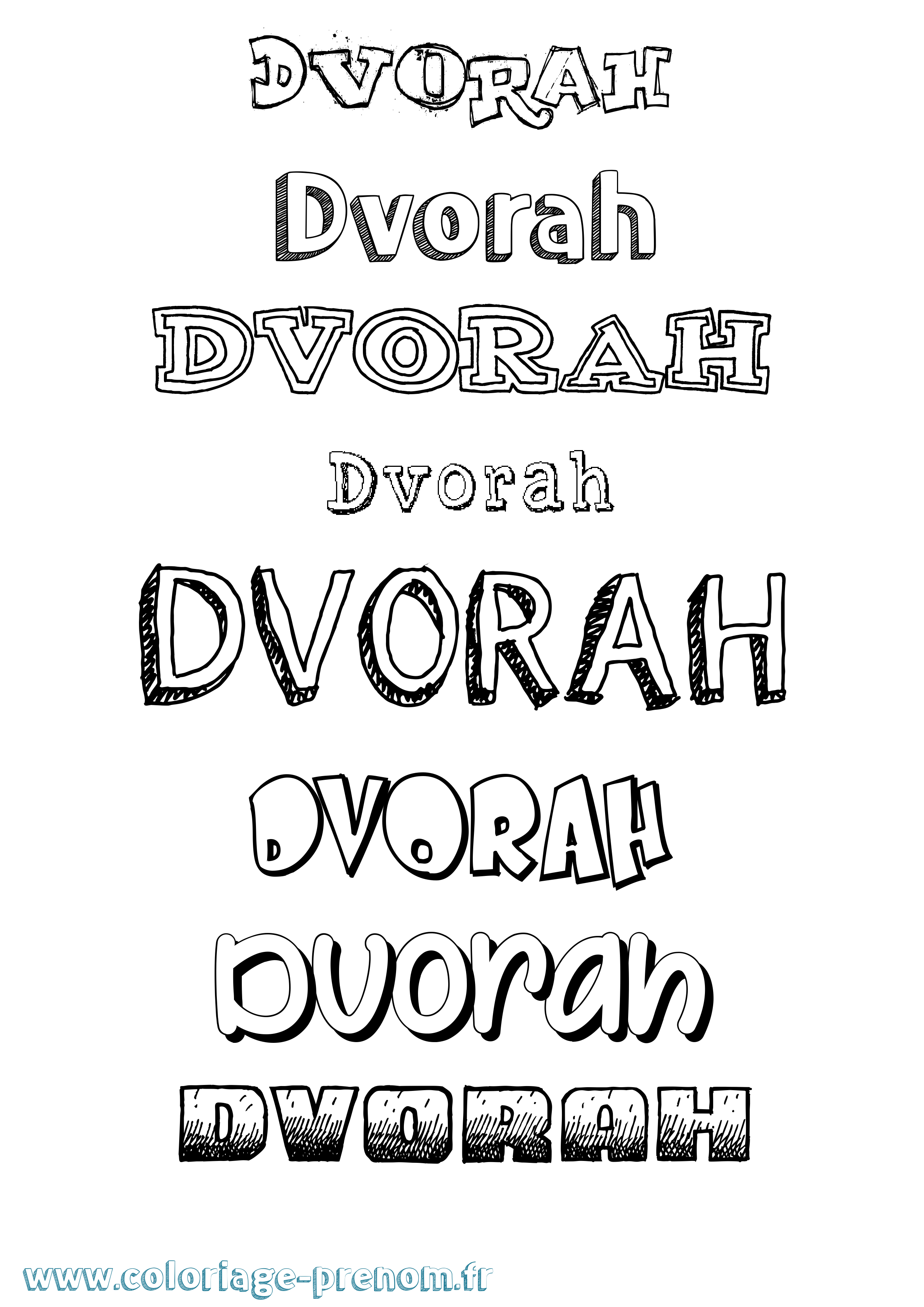 Coloriage Dvorah Dessiné Coloriage prénom Dvorah Dessiné