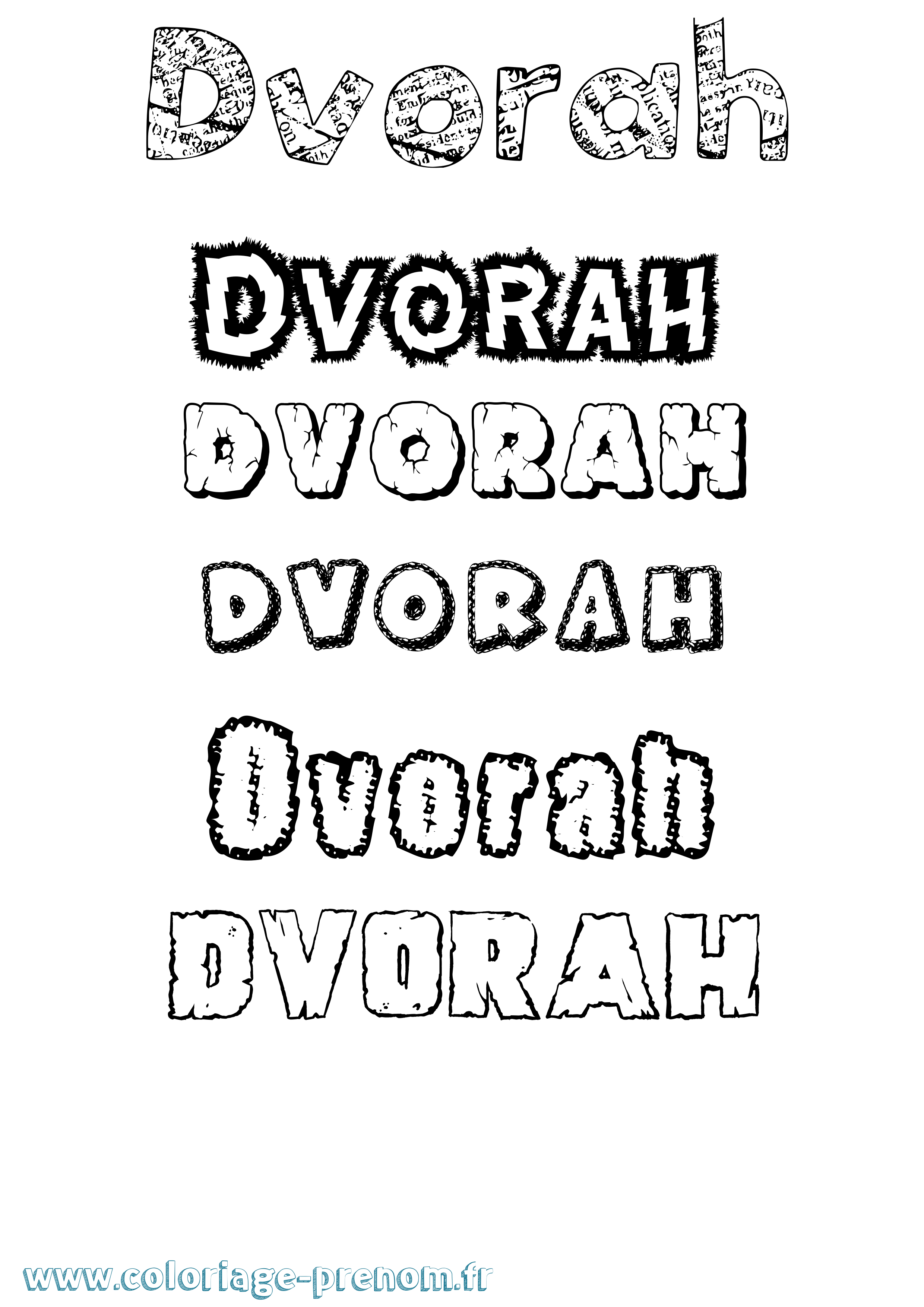 Coloriage Dvorah Destructuré Coloriage prénom Dvorah Destructuré