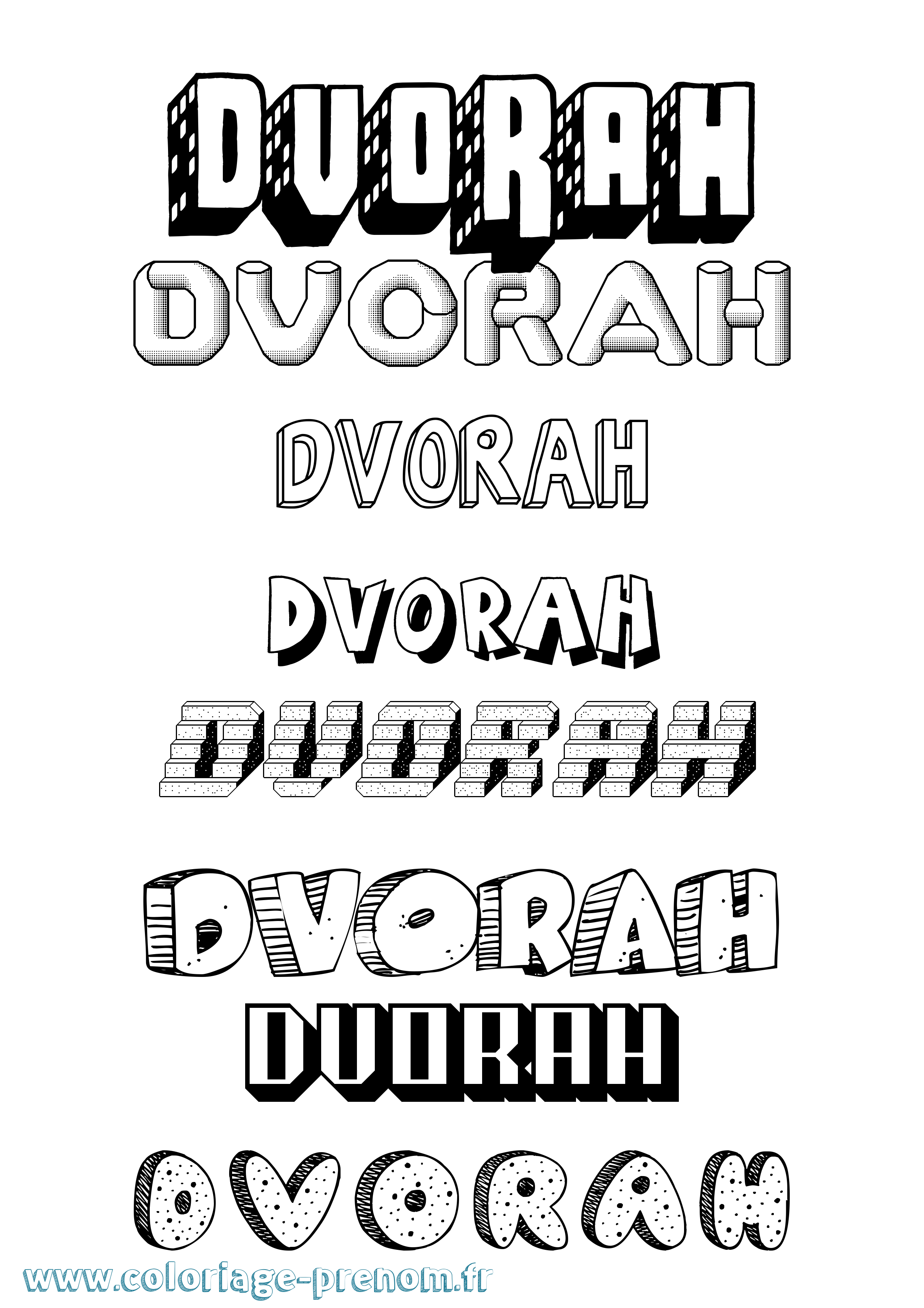 Coloriage Dvorah Effet 3D Coloriage prénom Dvorah Effet 3D