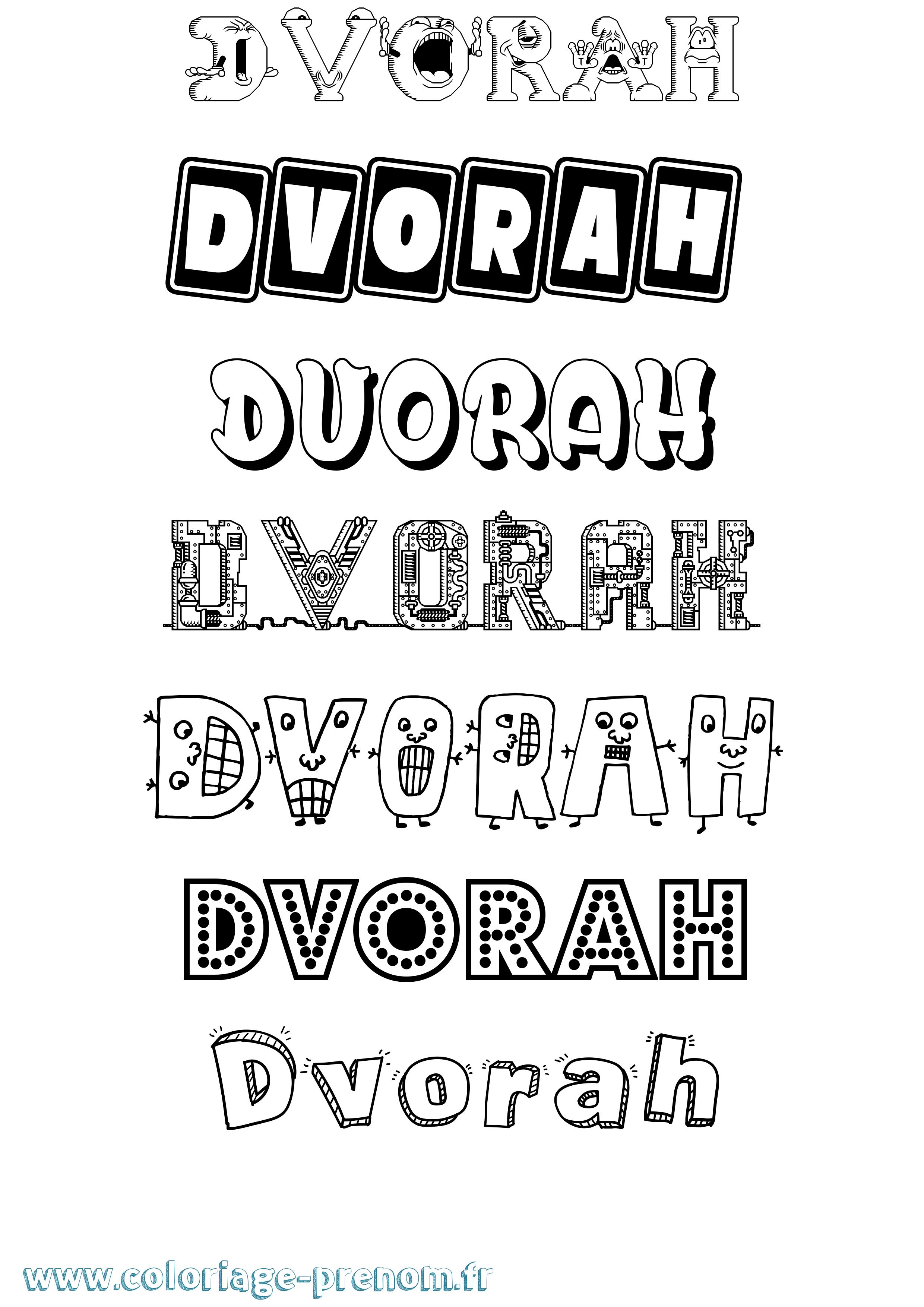 Coloriage Dvorah Fun Coloriage prénom Dvorah Fun