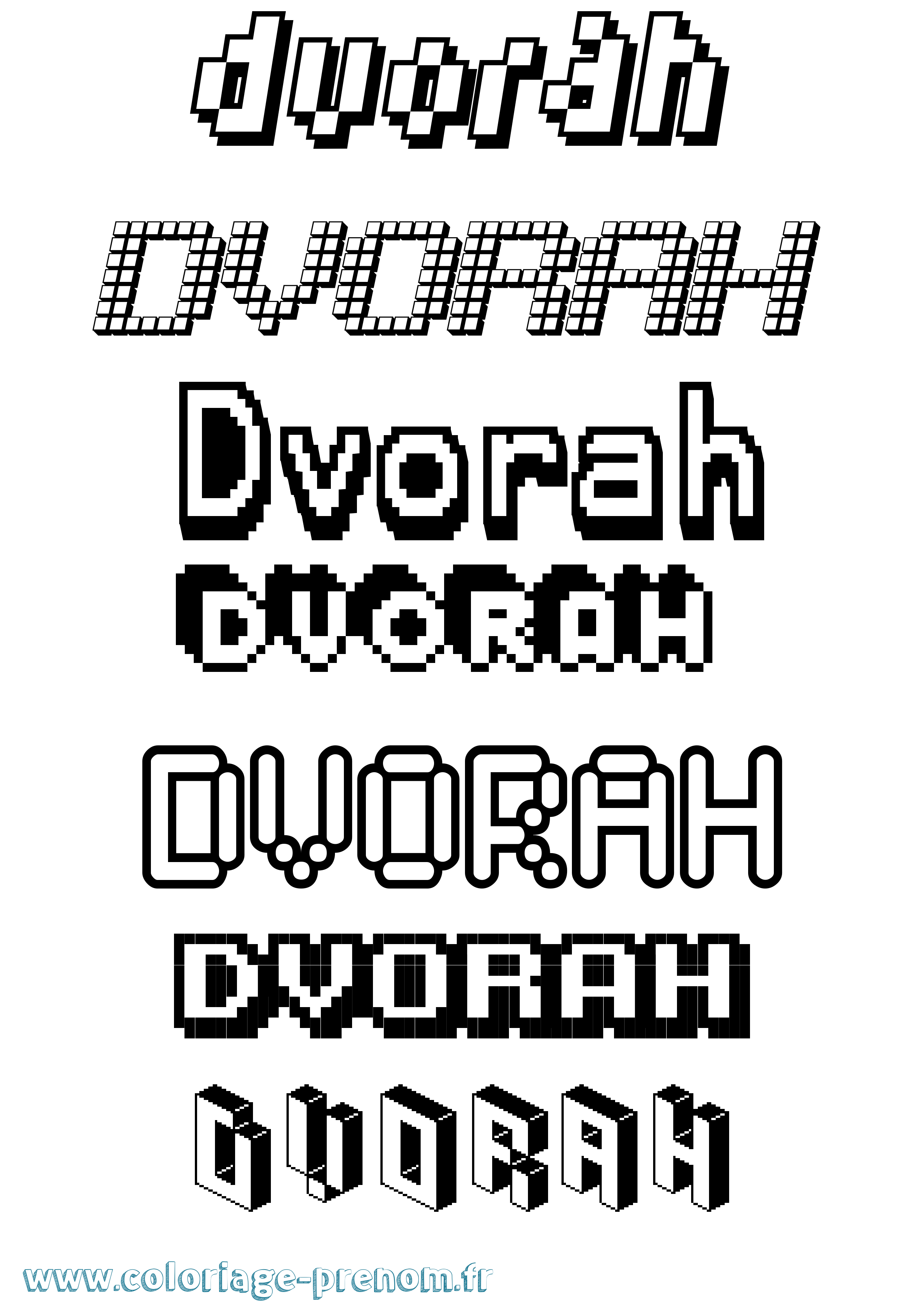 Coloriage Dvorah Pixel Coloriage prénom Dvorah Pixel