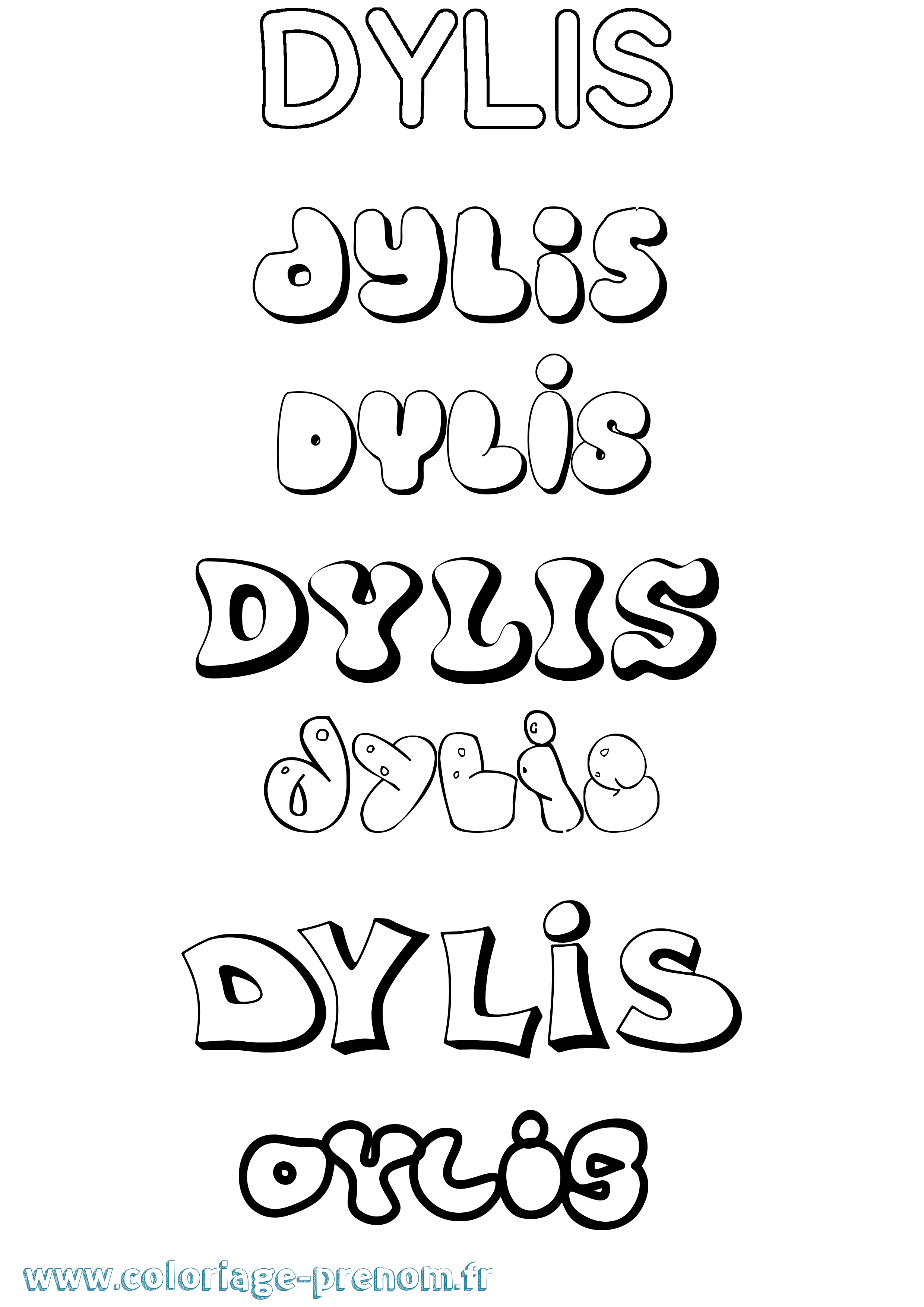 Coloriage Dylis Bubble Coloriage prénom Dylis Bubble