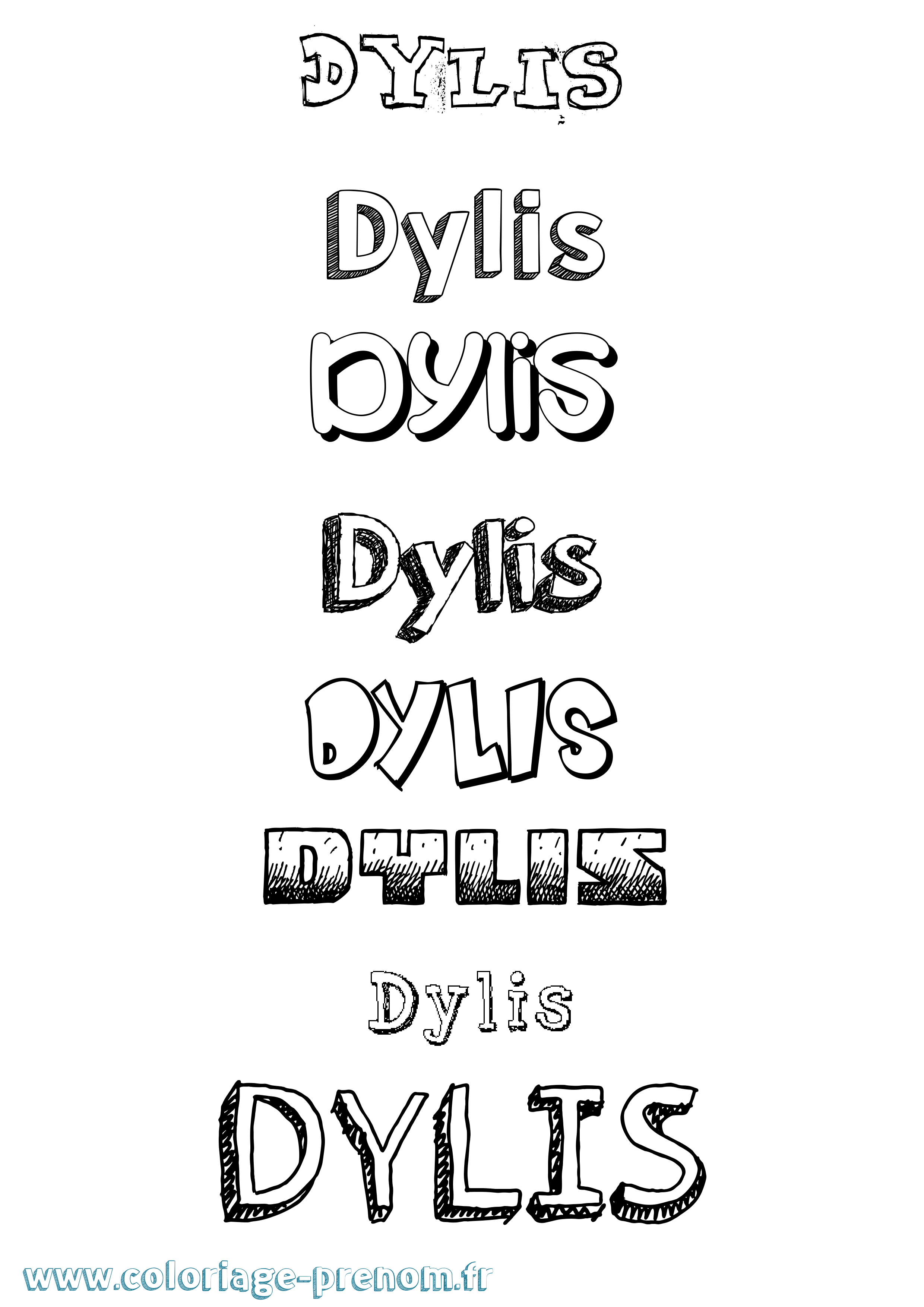 Coloriage Dylis Dessiné Coloriage prénom Dylis Dessiné