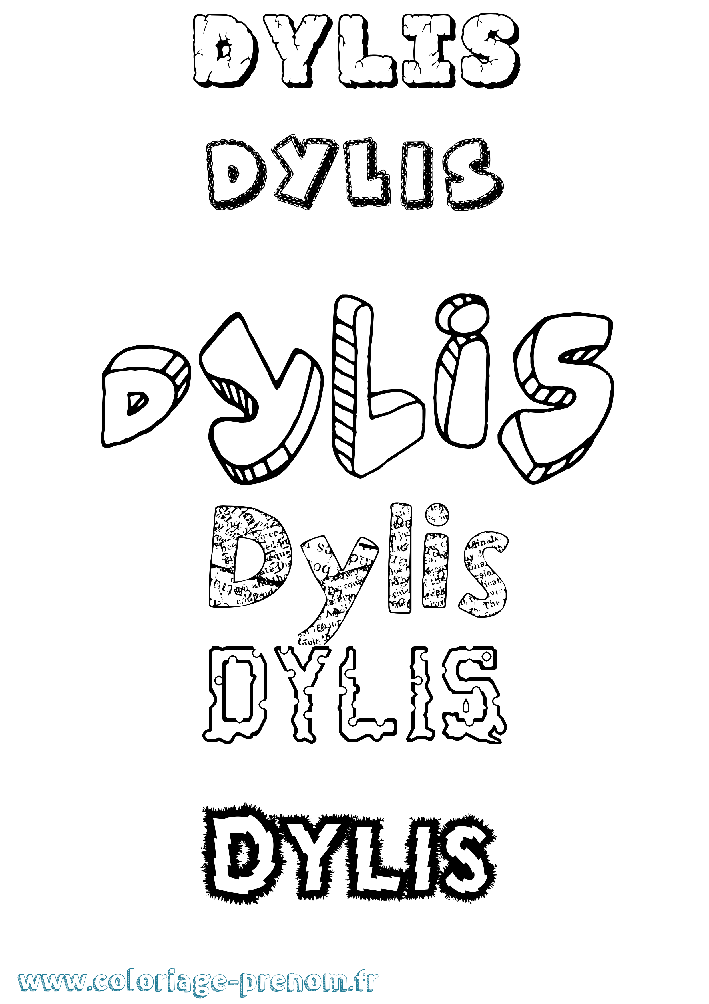 Coloriage Dylis Destructuré Coloriage prénom Dylis Destructuré