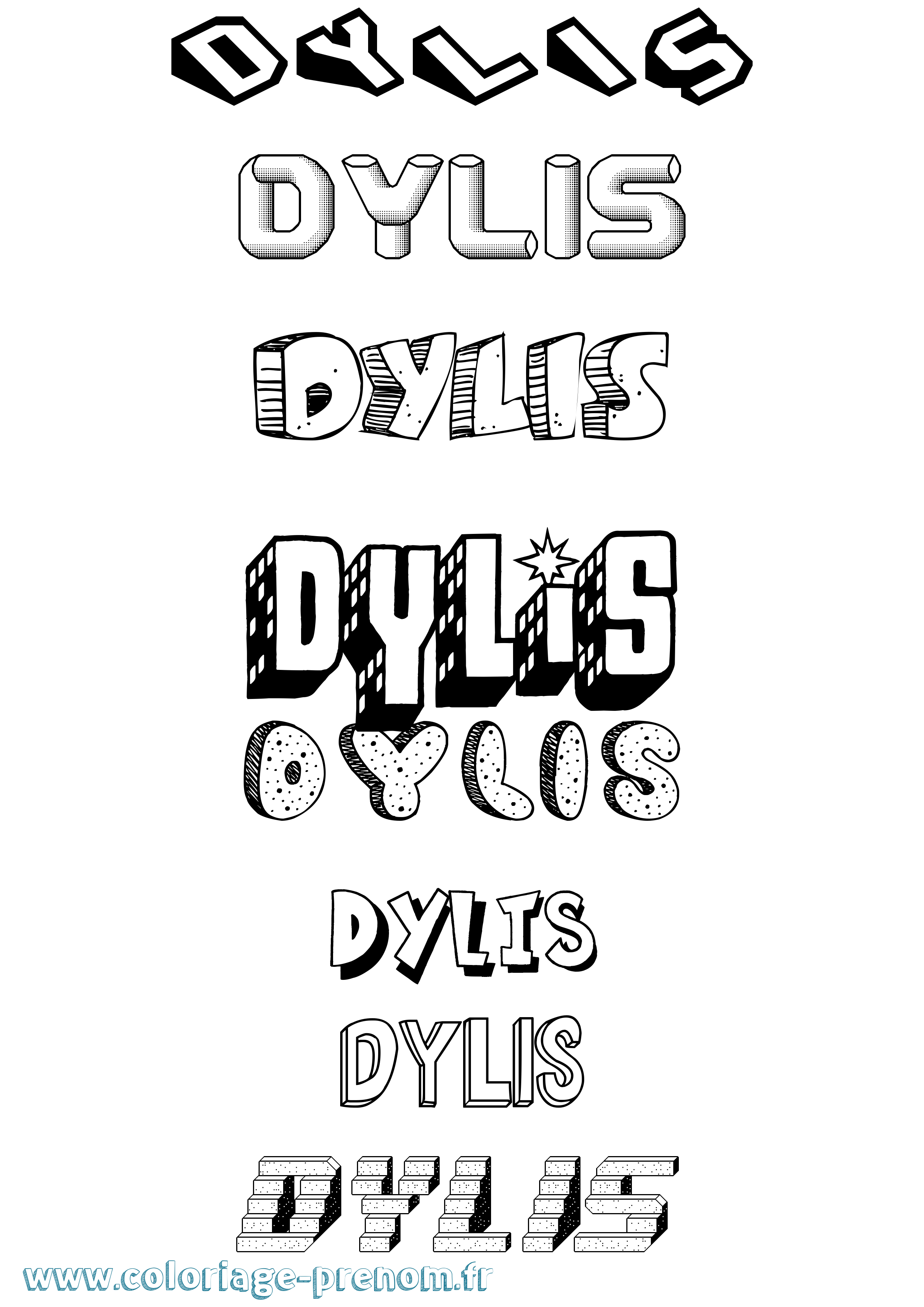 Coloriage Dylis Effet 3D Coloriage prénom Dylis Effet 3D