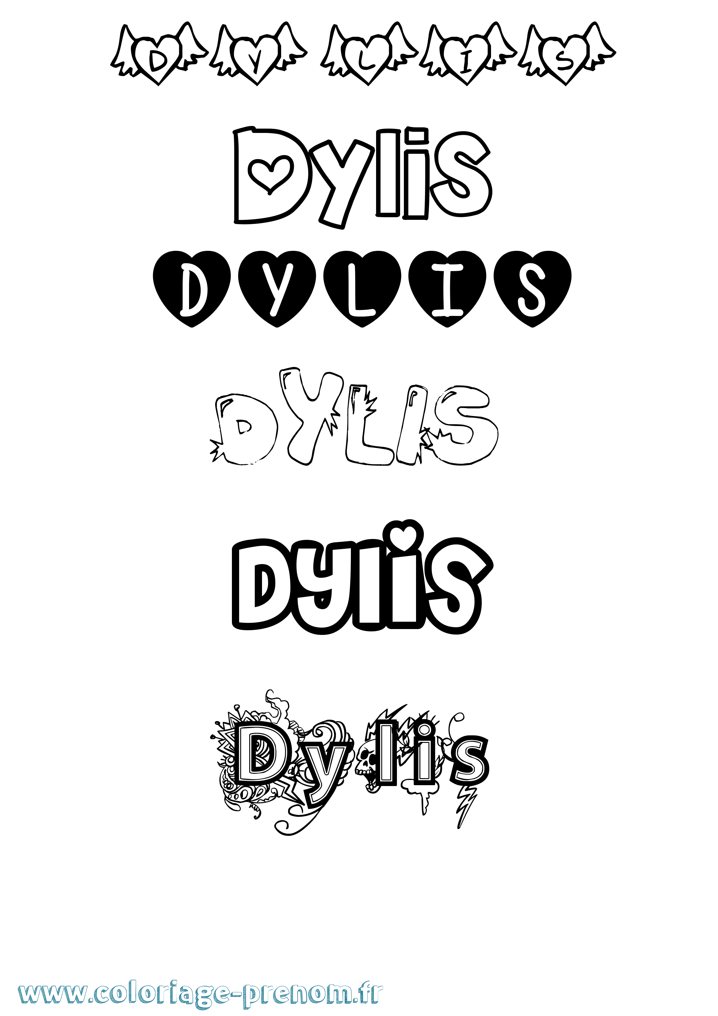 Coloriage Dylis Girly Coloriage prénom Dylis Girly