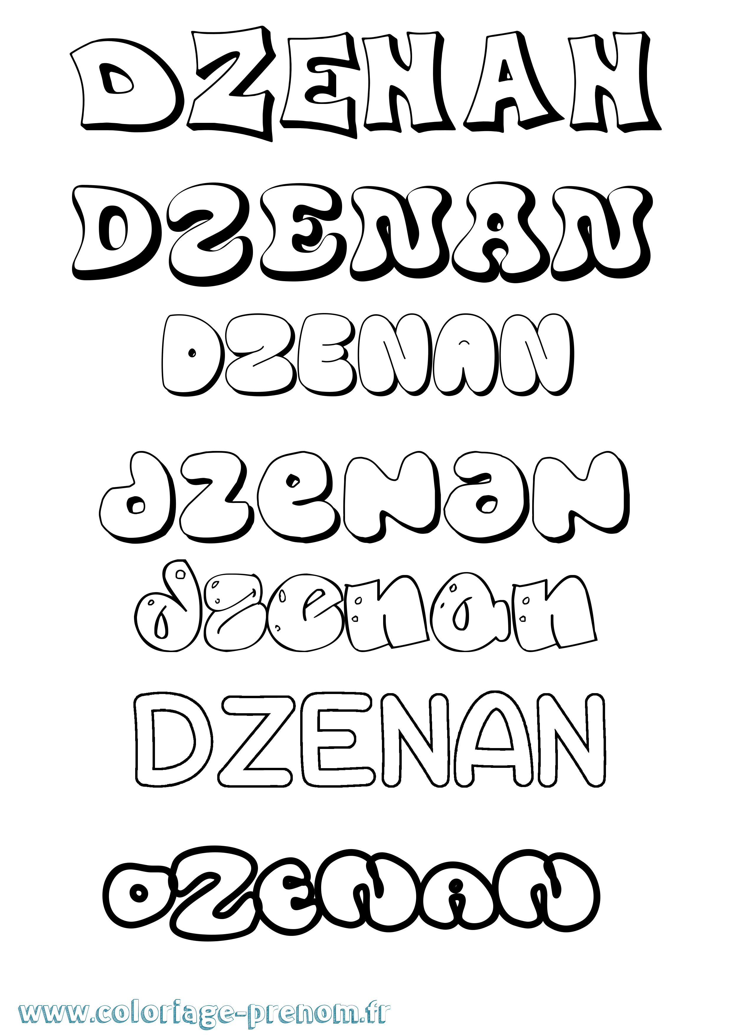 Coloriage Dzenan Bubble Coloriage prénom Dzenan Bubble