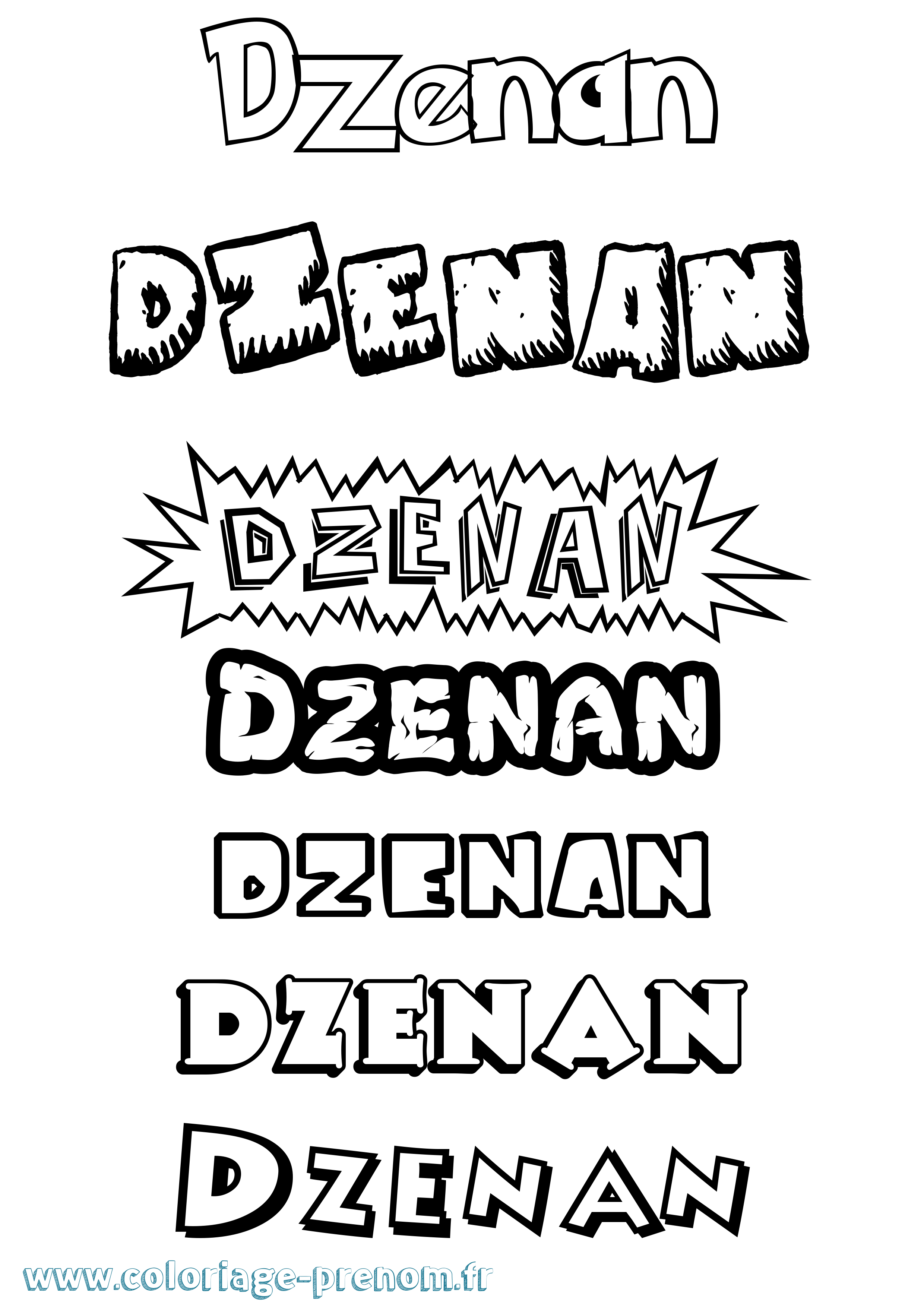 Coloriage Dzenan Dessin Animé Coloriage prénom Dzenan Dessin Animé