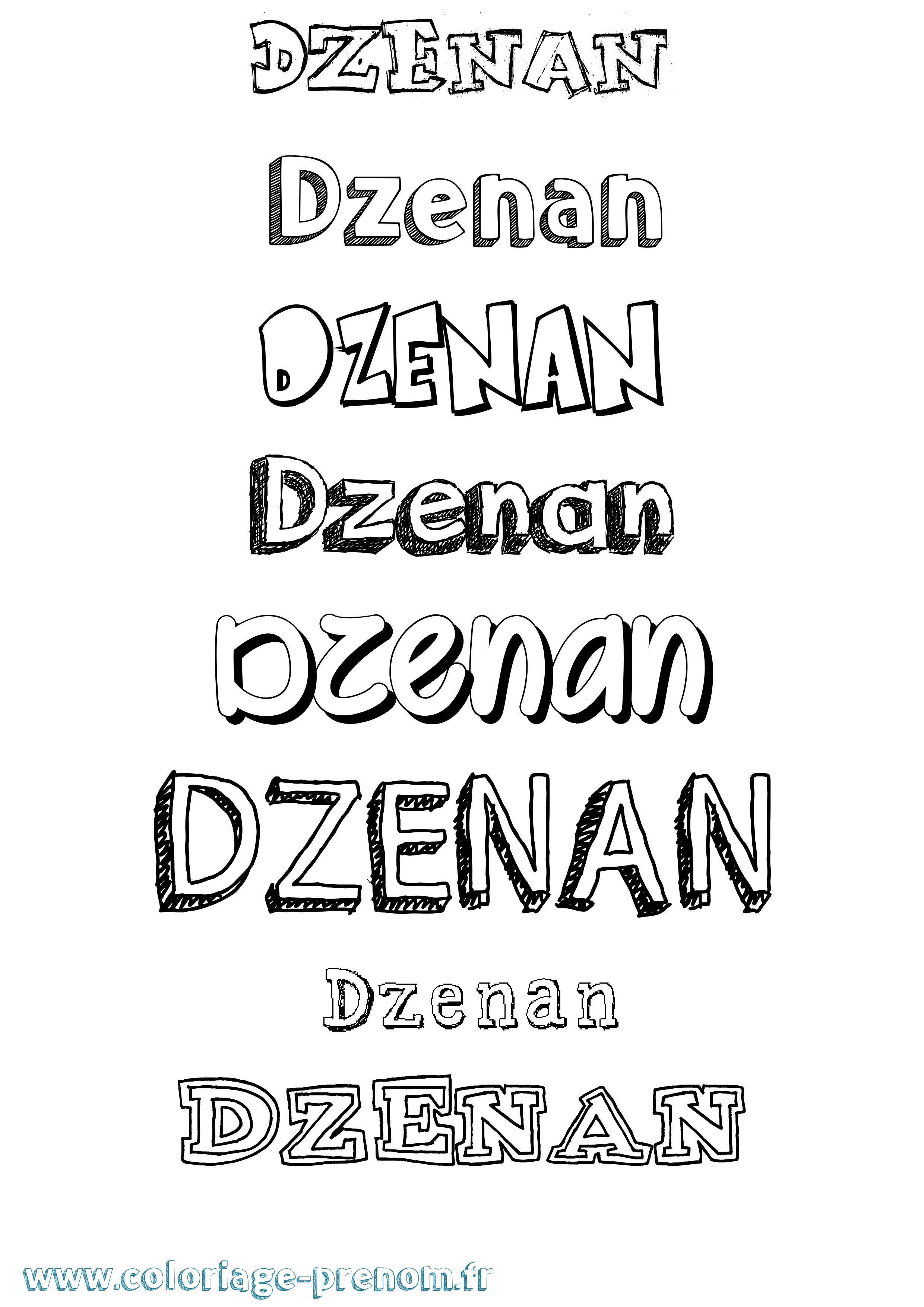 Coloriage Dzenan Dessiné Coloriage prénom Dzenan Dessiné