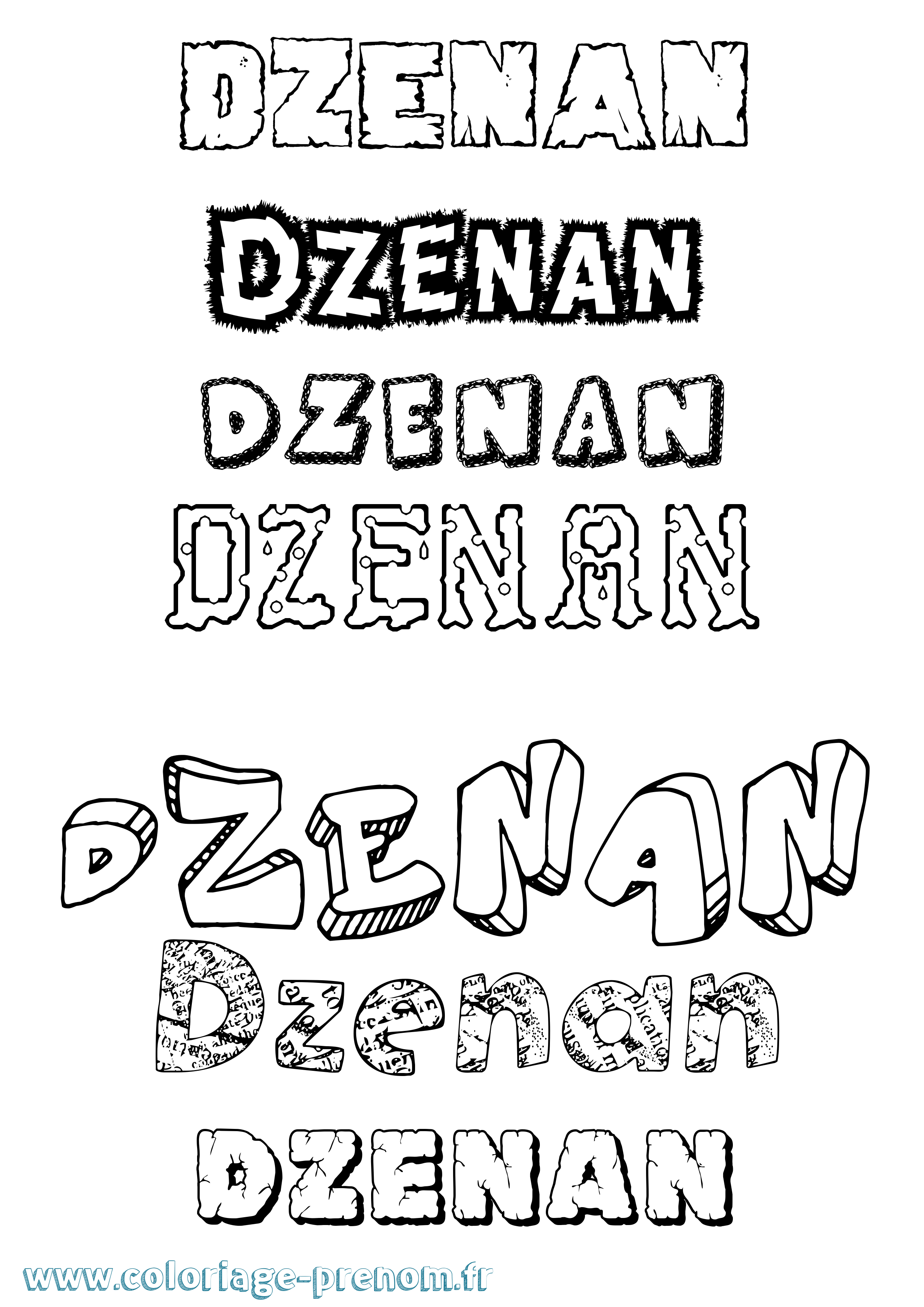 Coloriage Dzenan Destructuré Coloriage prénom Dzenan Destructuré