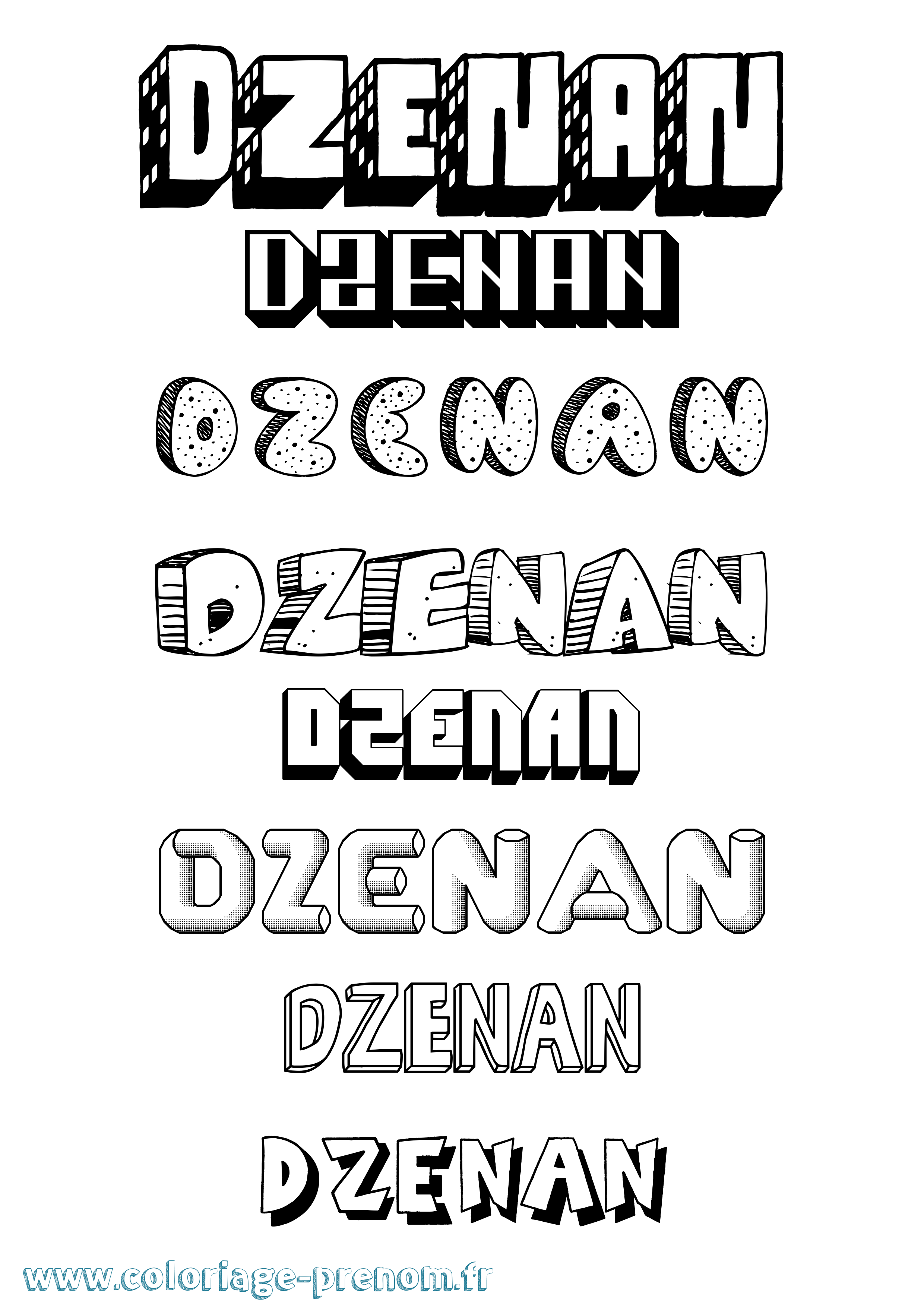 Coloriage Dzenan Effet 3D Coloriage prénom Dzenan Effet 3D