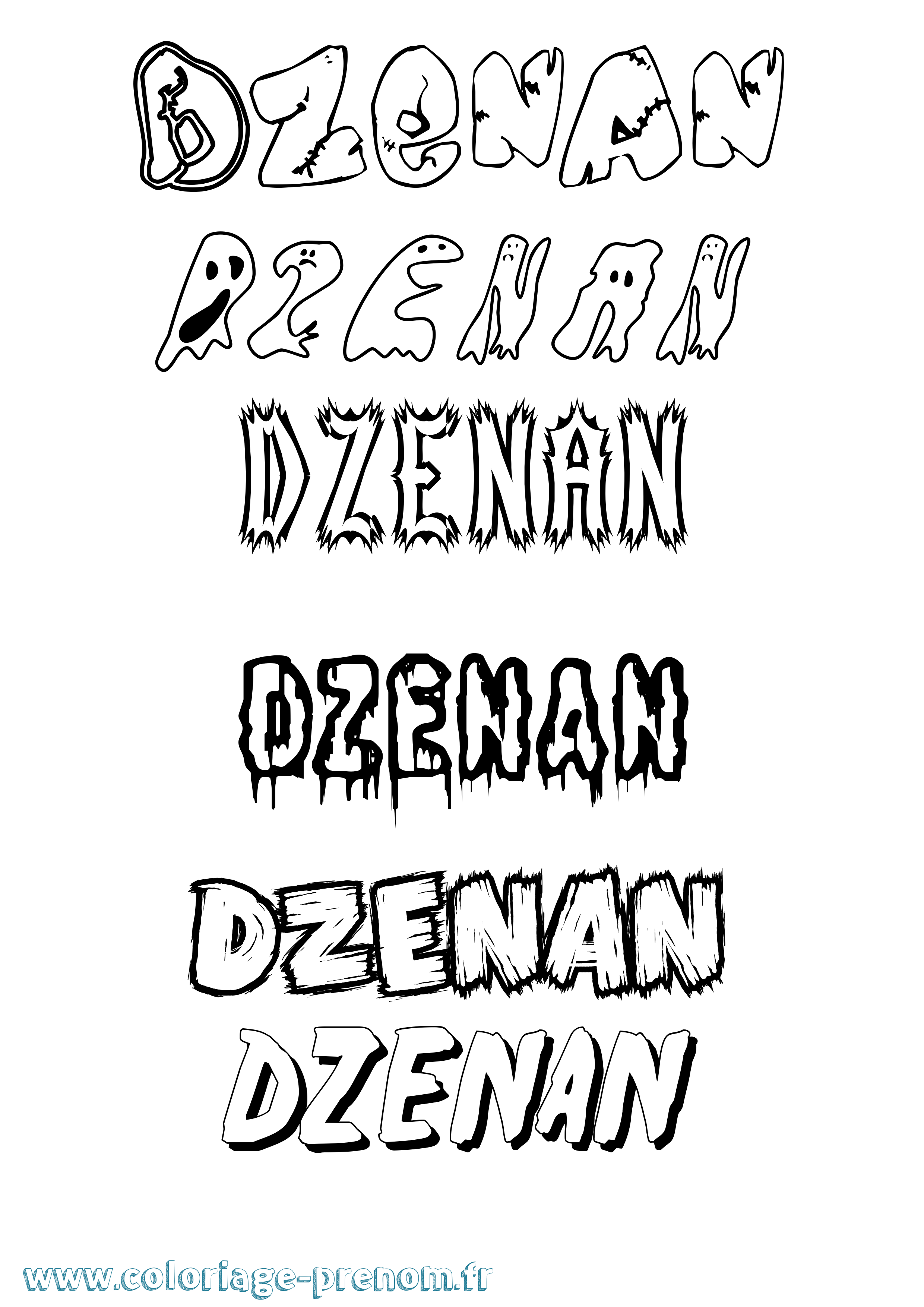 Coloriage Dzenan Frisson Coloriage prénom Dzenan Frisson