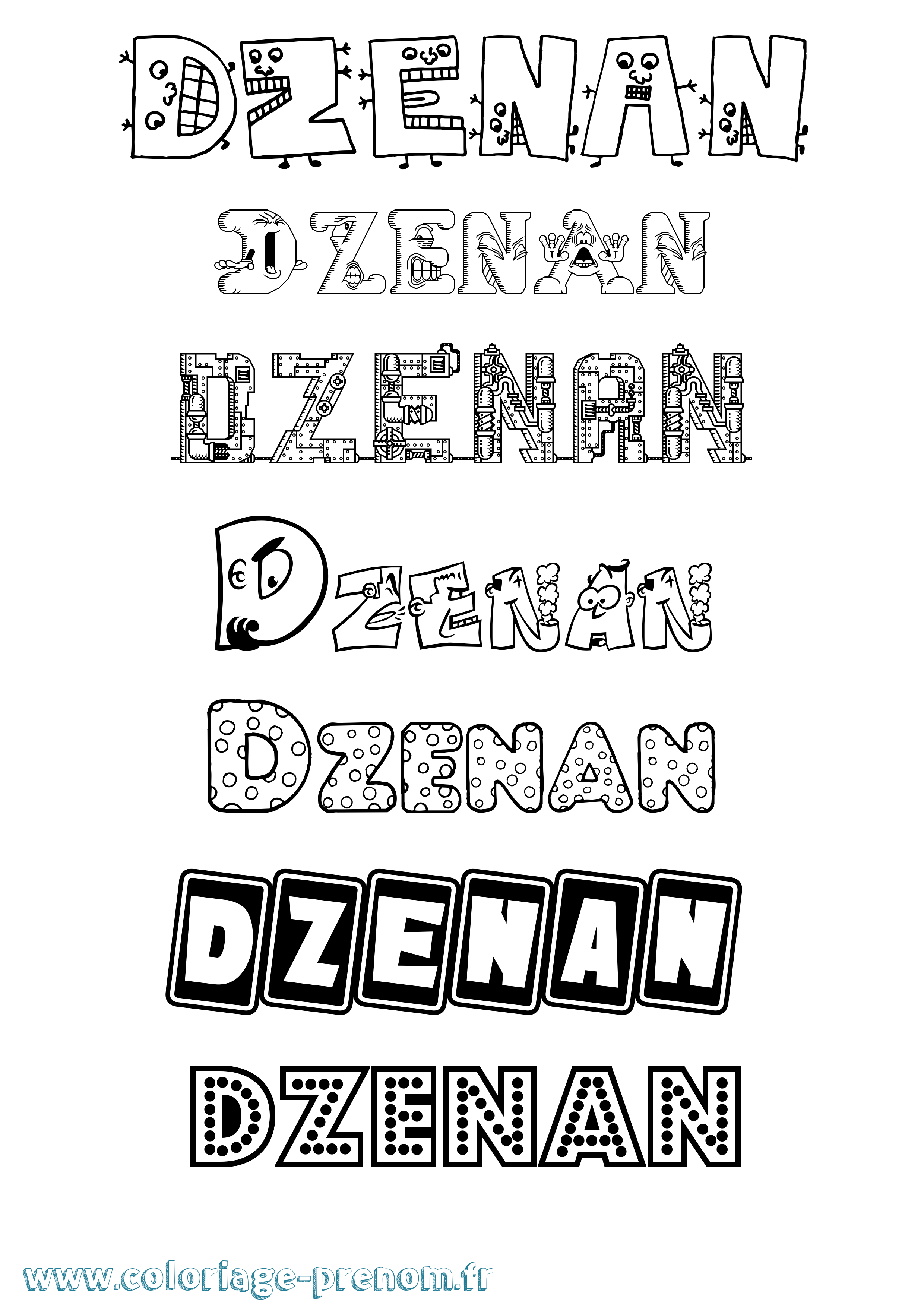 Coloriage Dzenan Fun Coloriage prénom Dzenan Fun