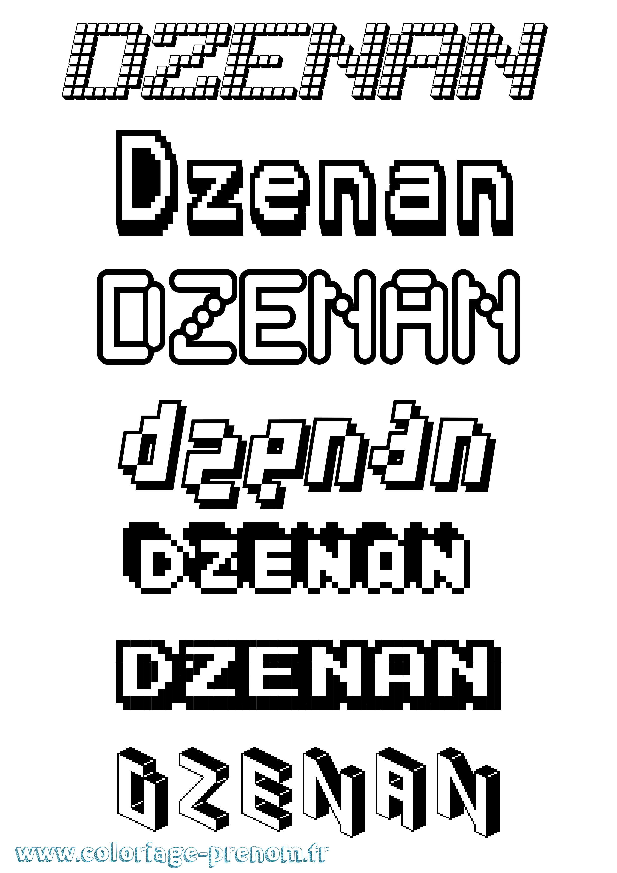 Coloriage Dzenan Pixel Coloriage prénom Dzenan Pixel