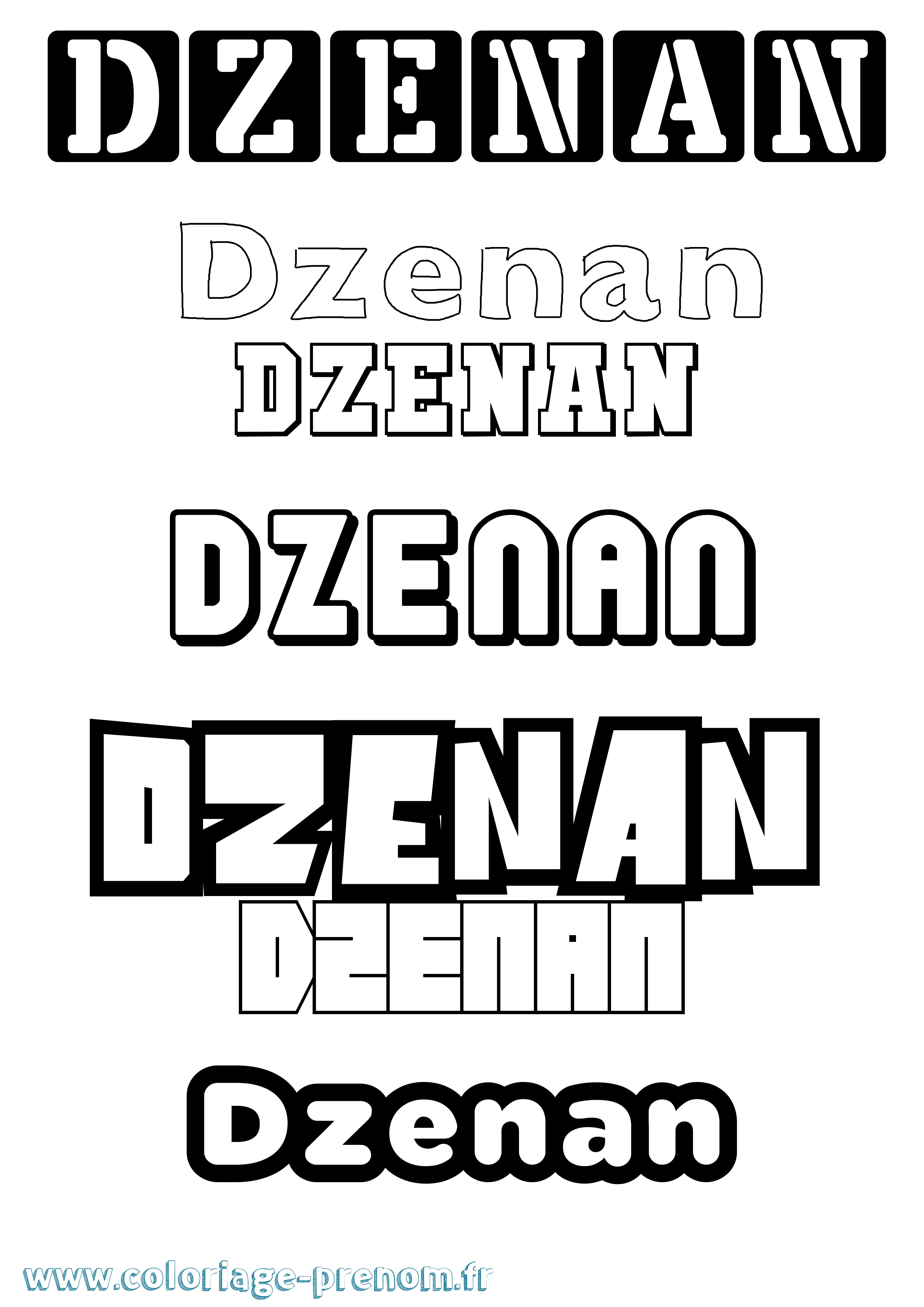 Coloriage Dzenan Simple Coloriage prénom Dzenan Simple