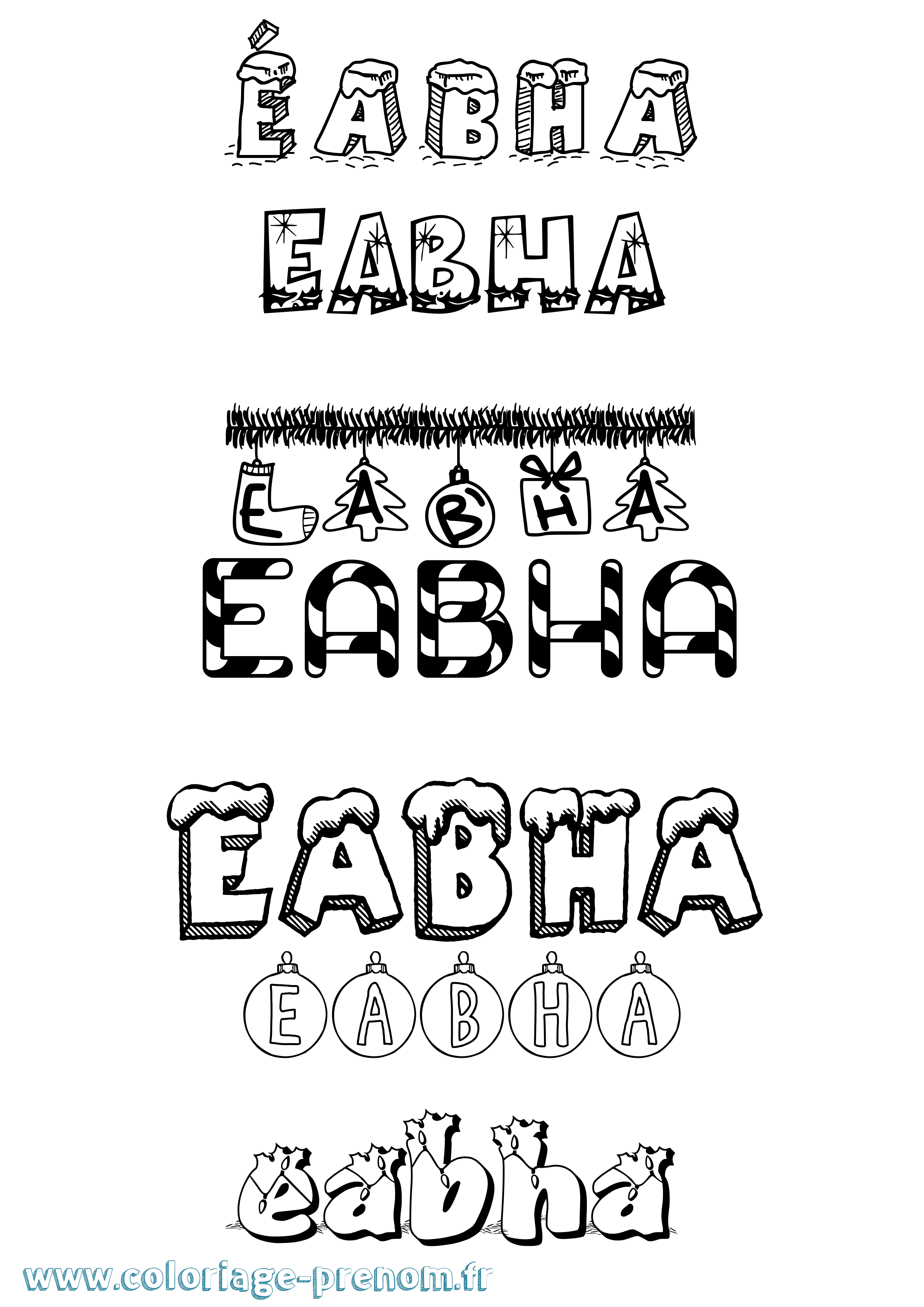 Coloriage Éabha Noël Coloriage prénom Éabha Noël