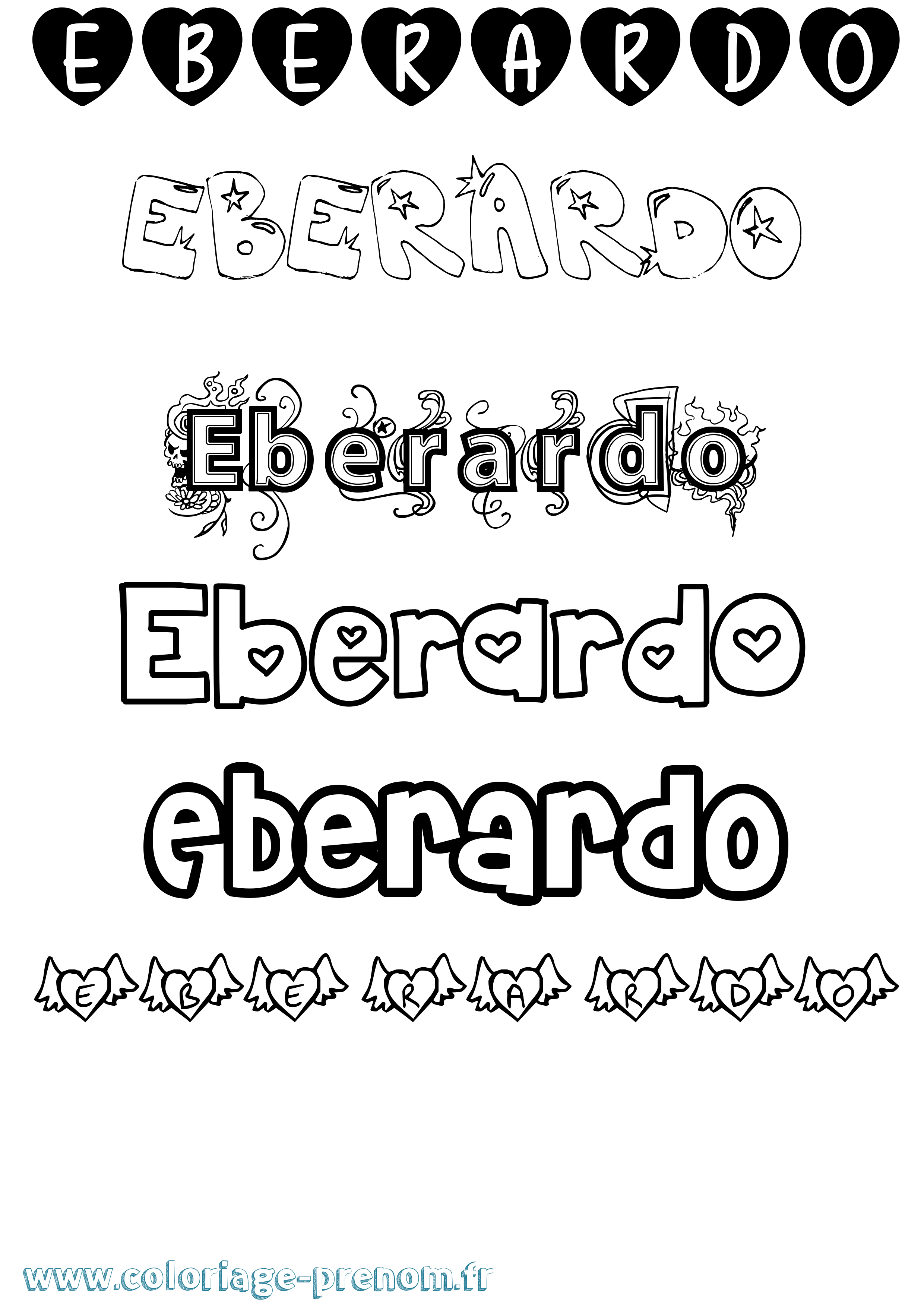 Coloriage Eberardo Girly Coloriage prénom Eberardo Girly