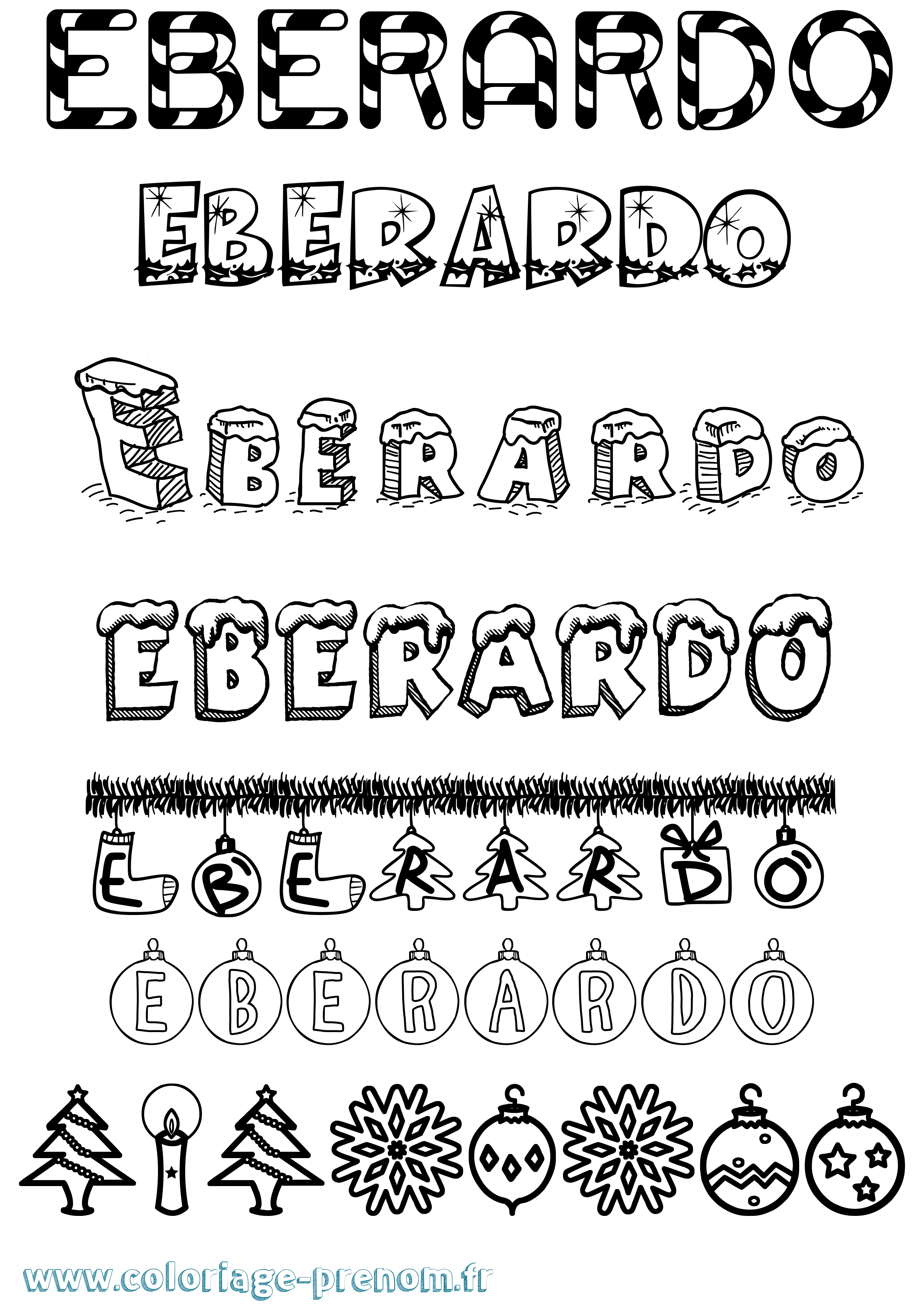 Coloriage Eberardo Noël Coloriage prénom Eberardo Noël