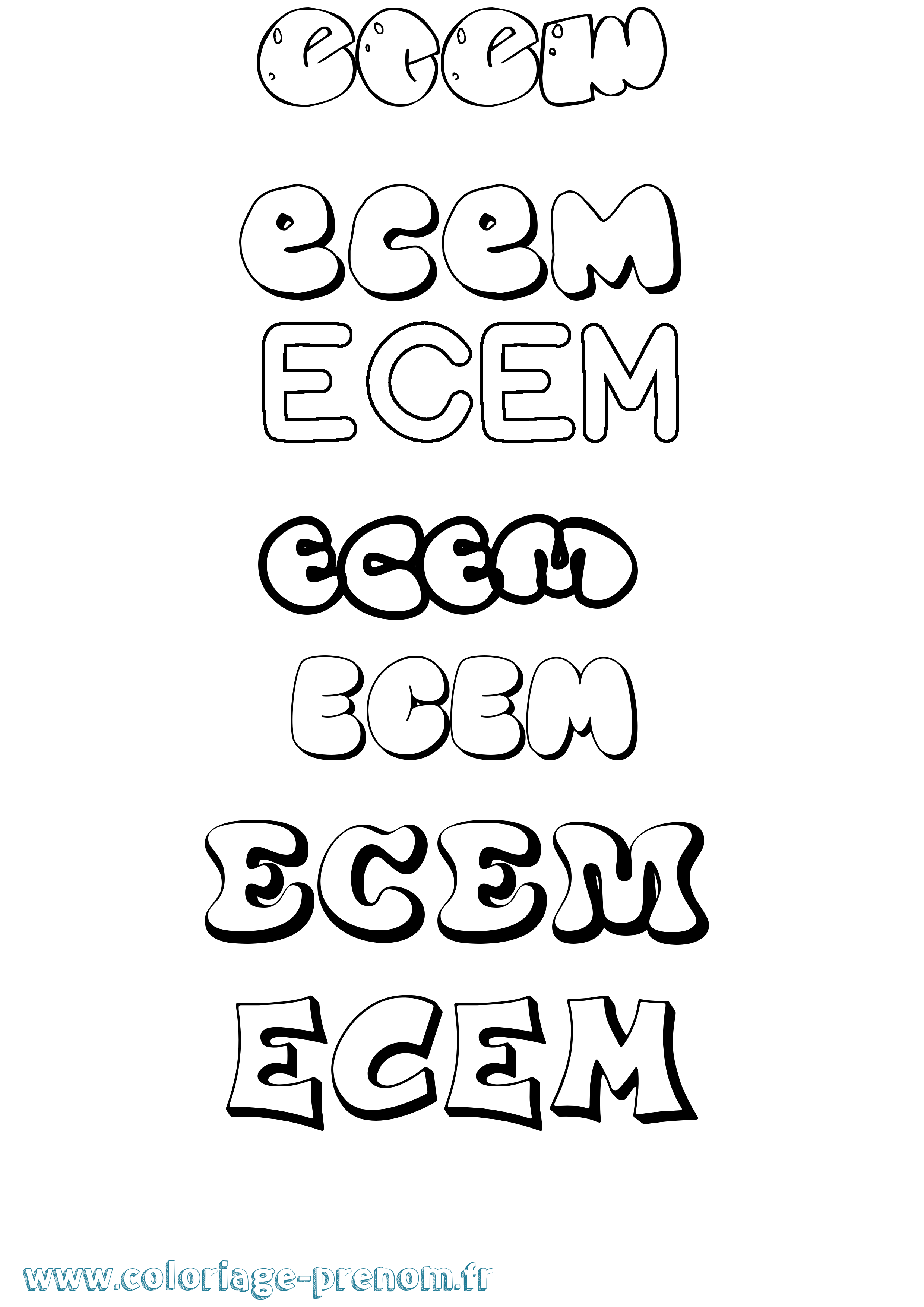 Coloriage Ecem Bubble Coloriage prénom Ecem Bubble
