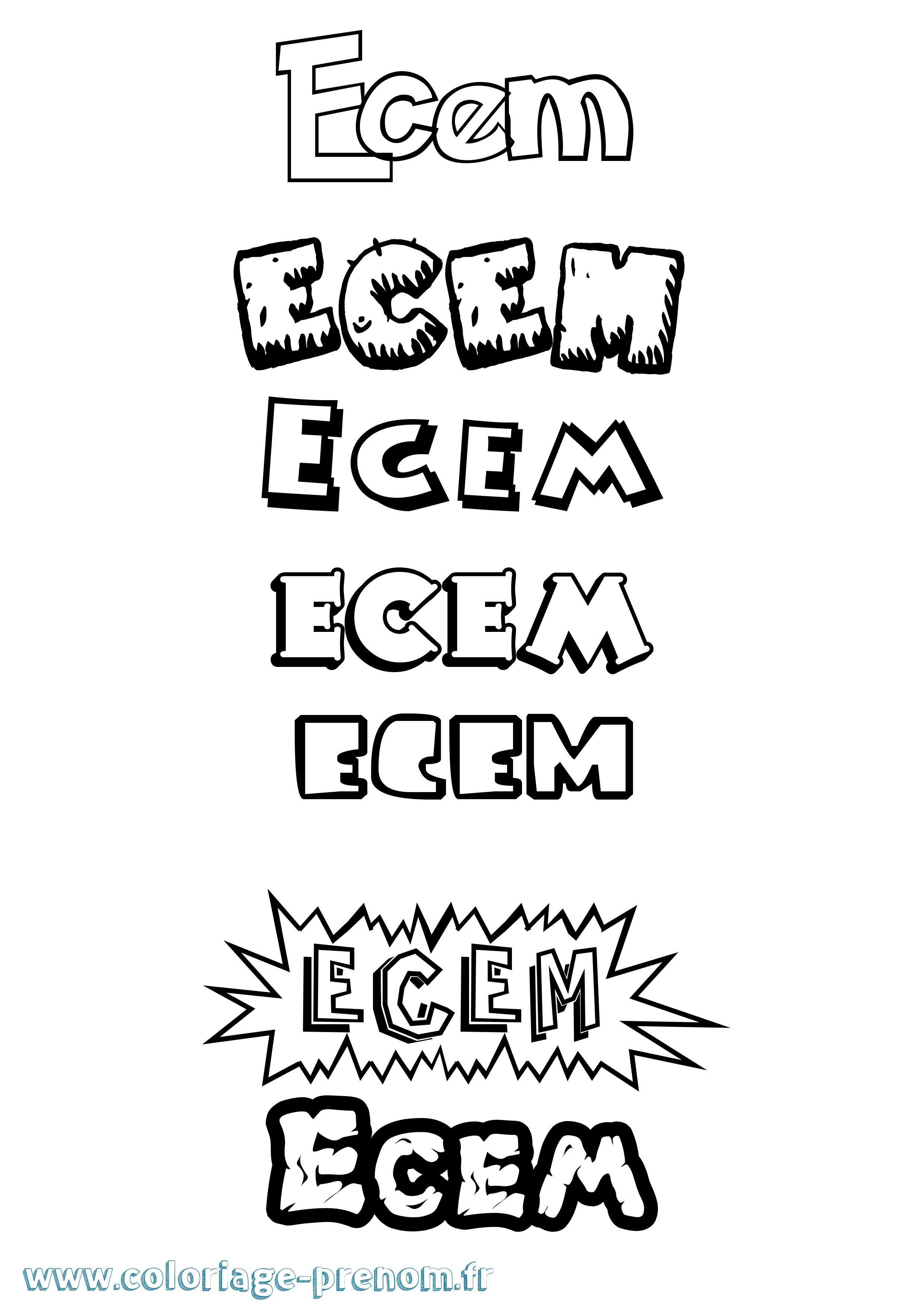 Coloriage Ecem Dessin Animé Coloriage prénom Ecem Dessin Animé