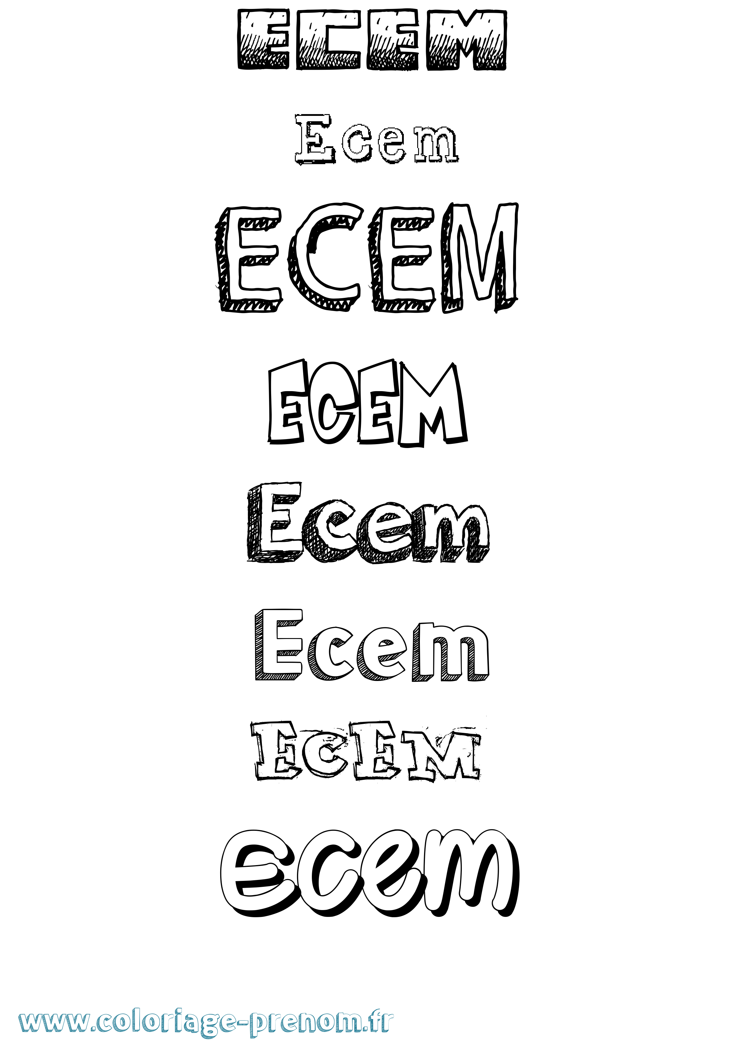 Coloriage Ecem Dessiné Coloriage prénom Ecem Dessiné
