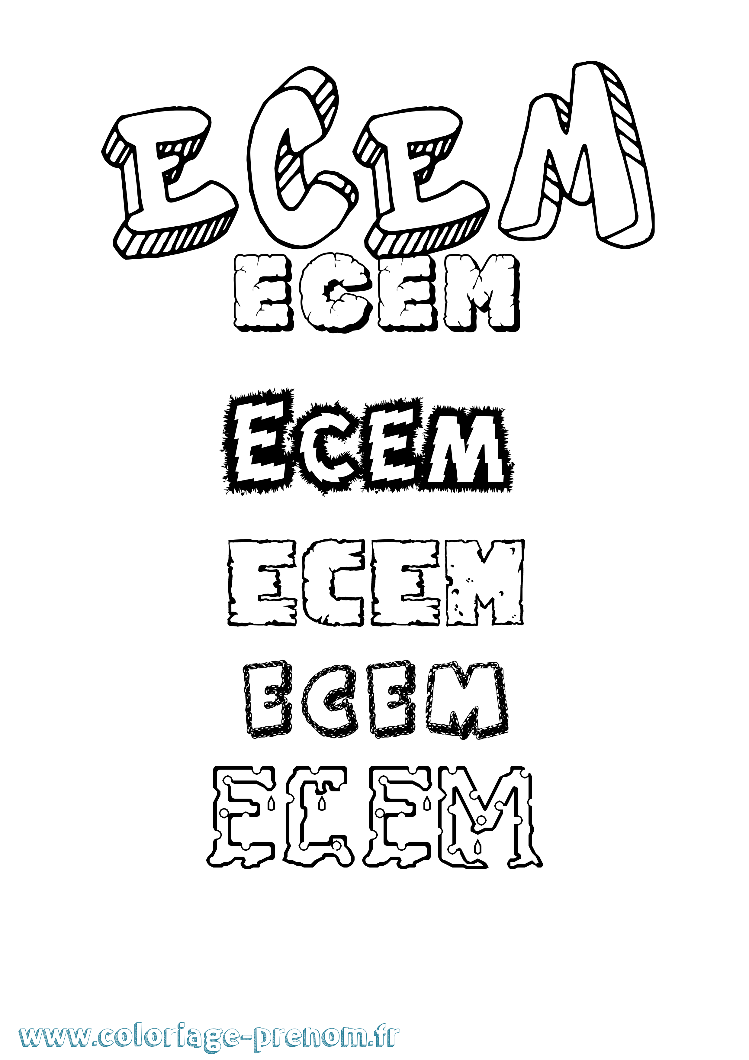 Coloriage Ecem Destructuré Coloriage prénom Ecem Destructuré