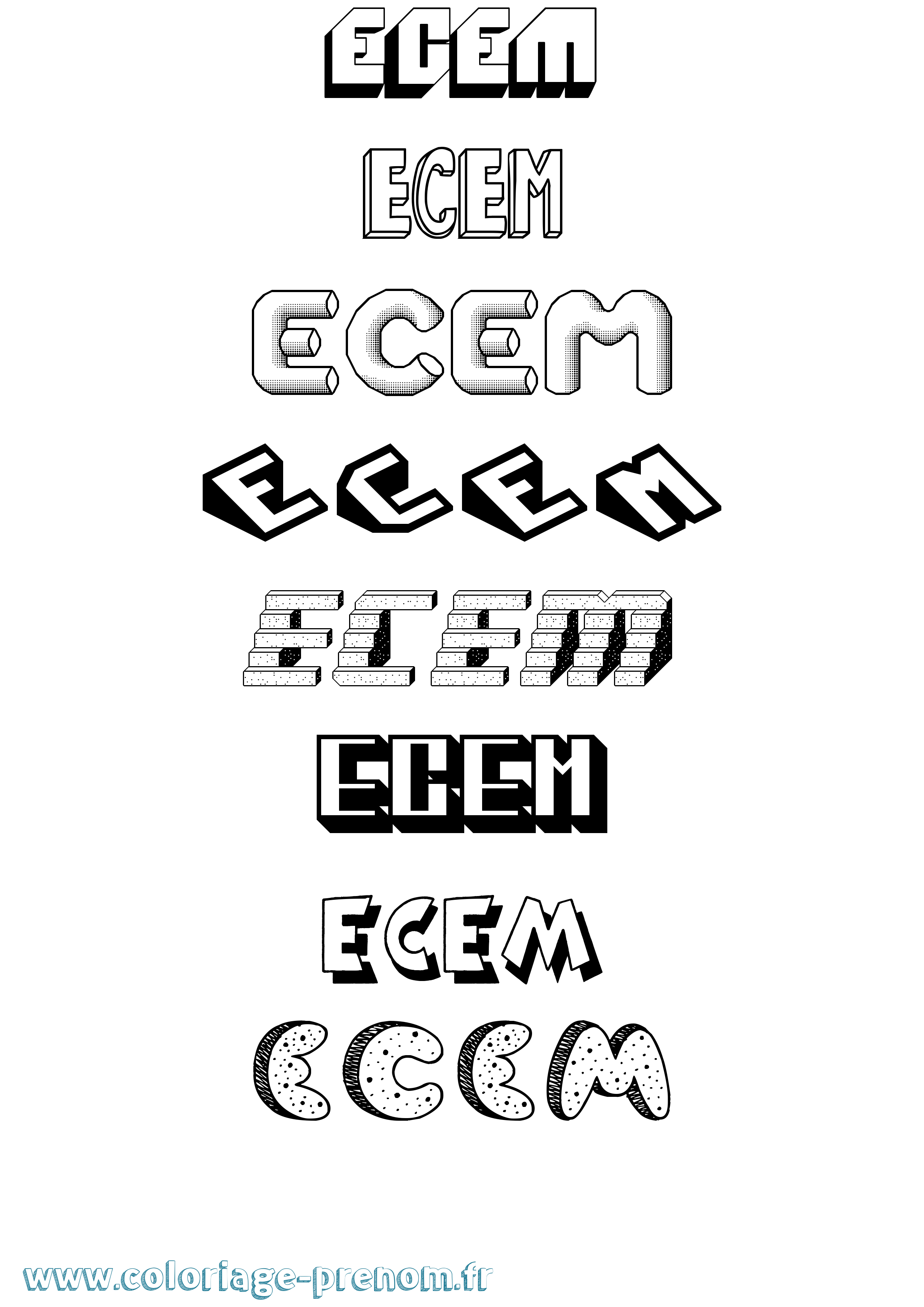 Coloriage Ecem Effet 3D Coloriage prénom Ecem Effet 3D