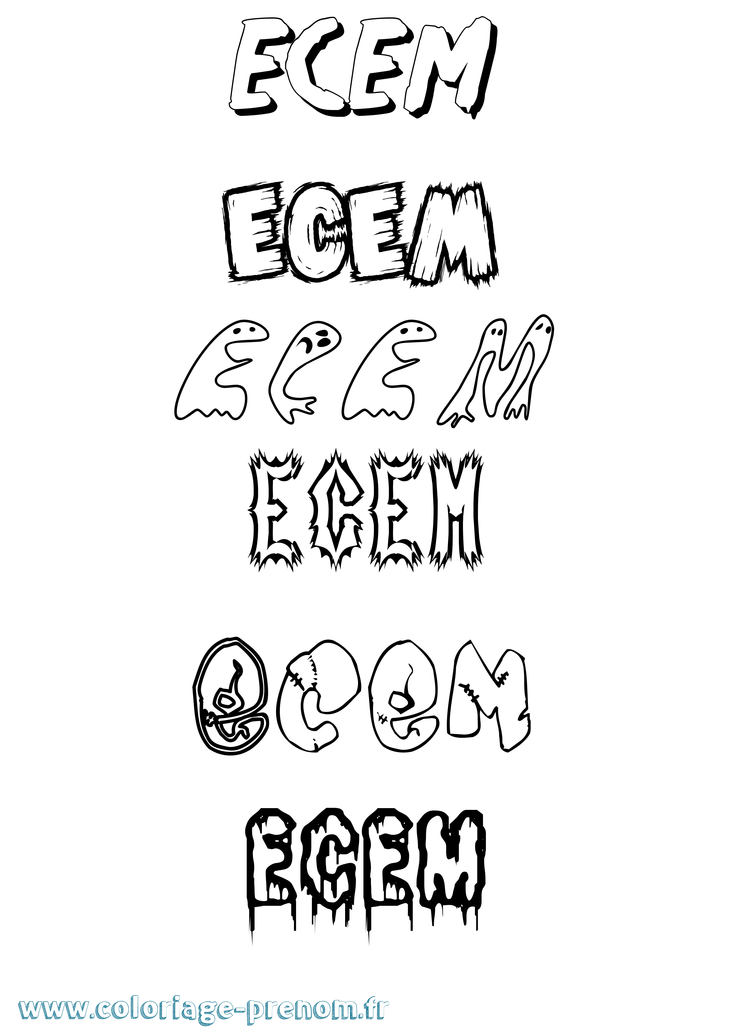 Coloriage Ecem Frisson Coloriage prénom Ecem Frisson