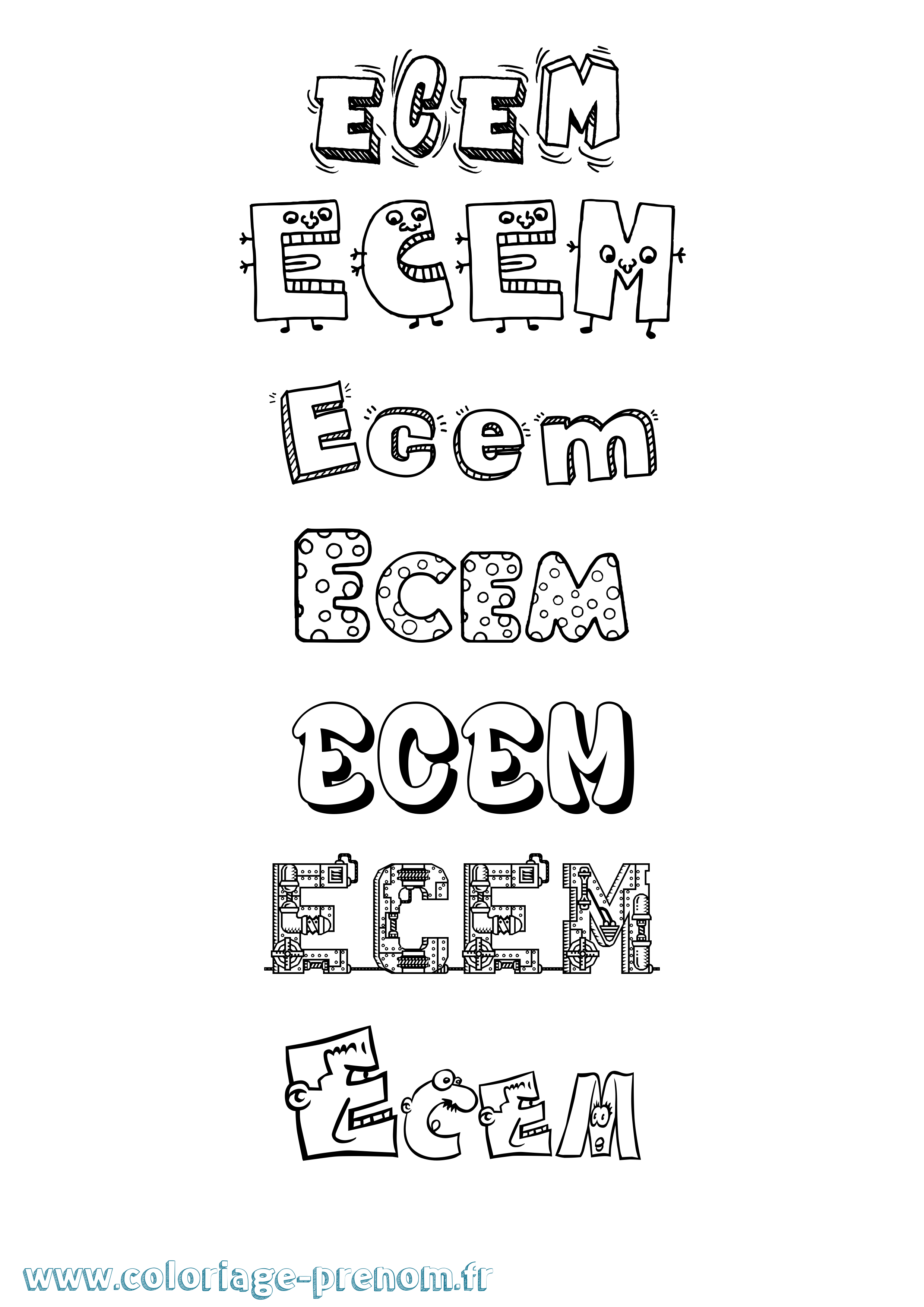 Coloriage Ecem Fun Coloriage prénom Ecem Fun