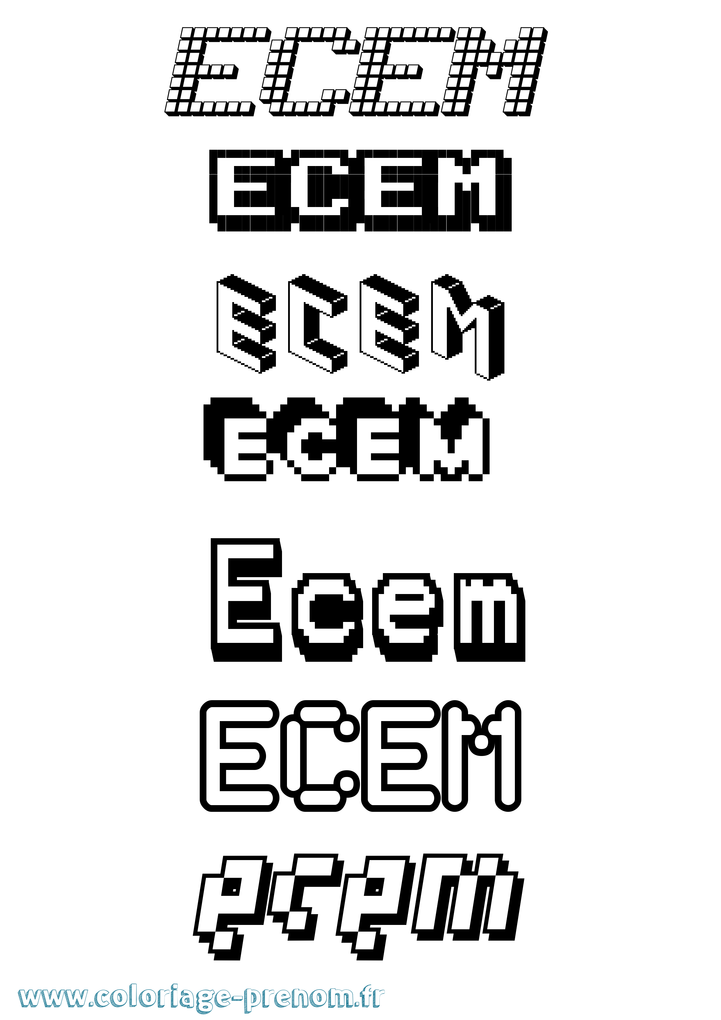 Coloriage Ecem Pixel Coloriage prénom Ecem Pixel