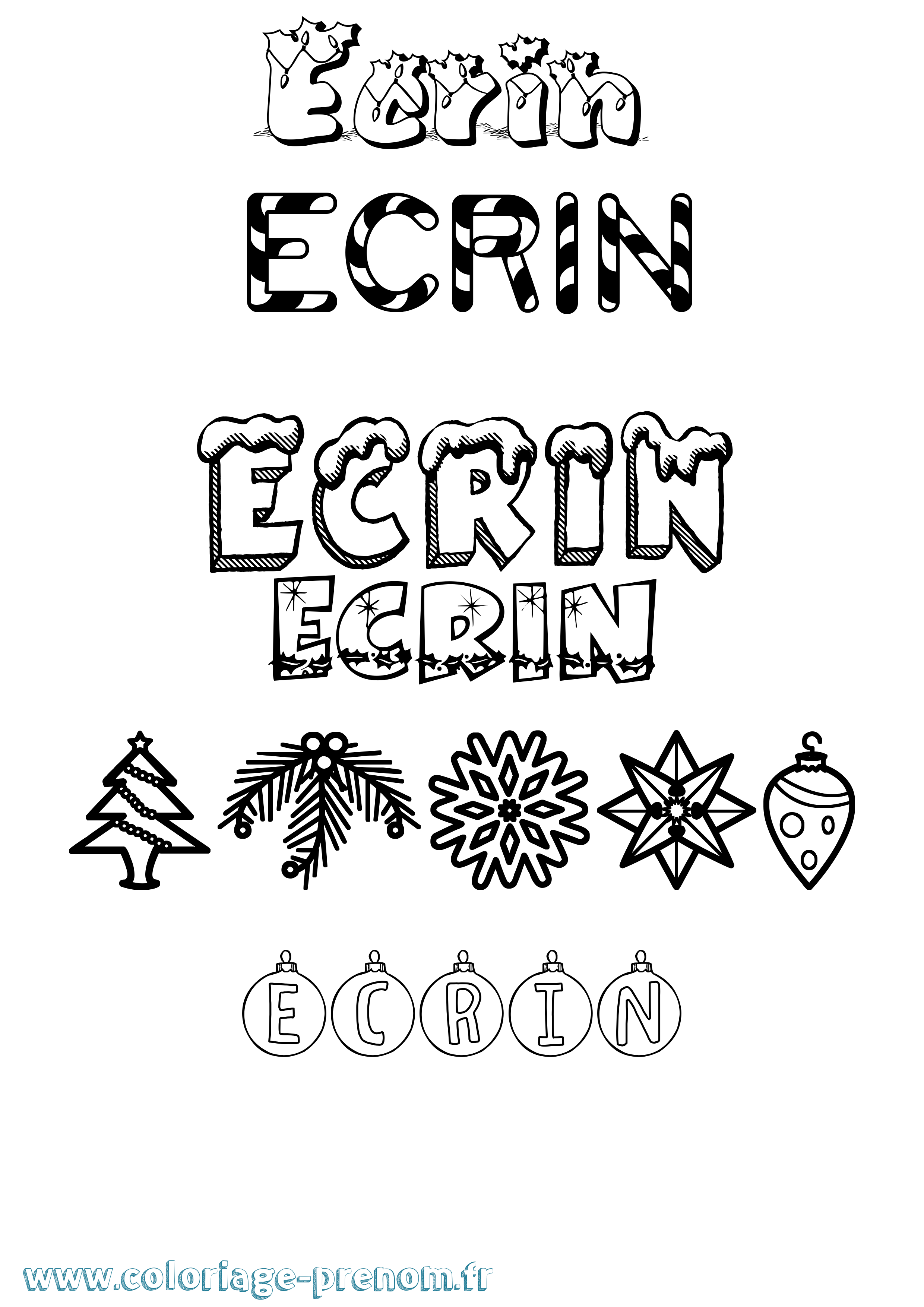 Coloriage Ecrin Noël Coloriage prénom Ecrin Noël