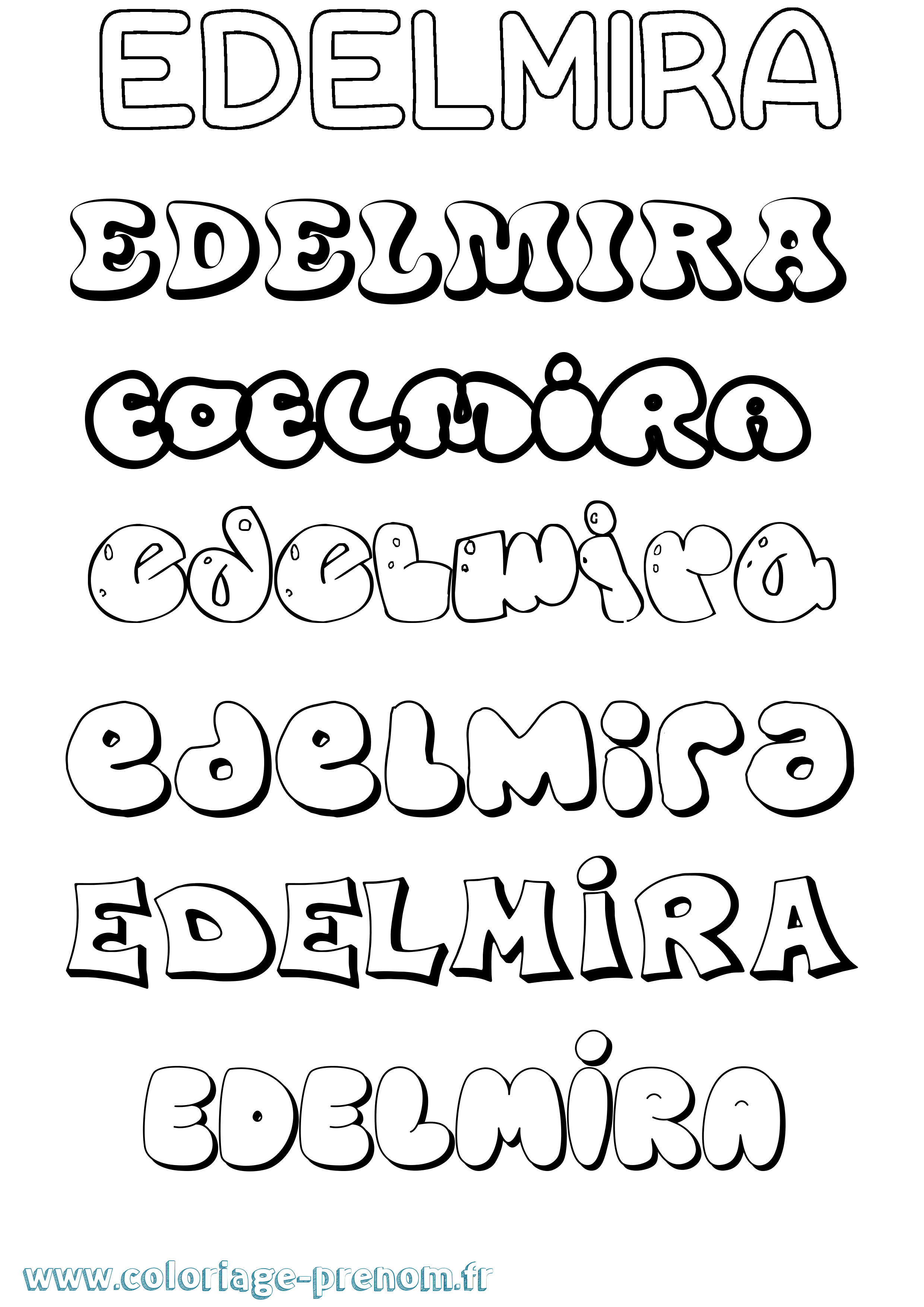 Coloriage Edelmira Bubble Coloriage prénom Edelmira Bubble