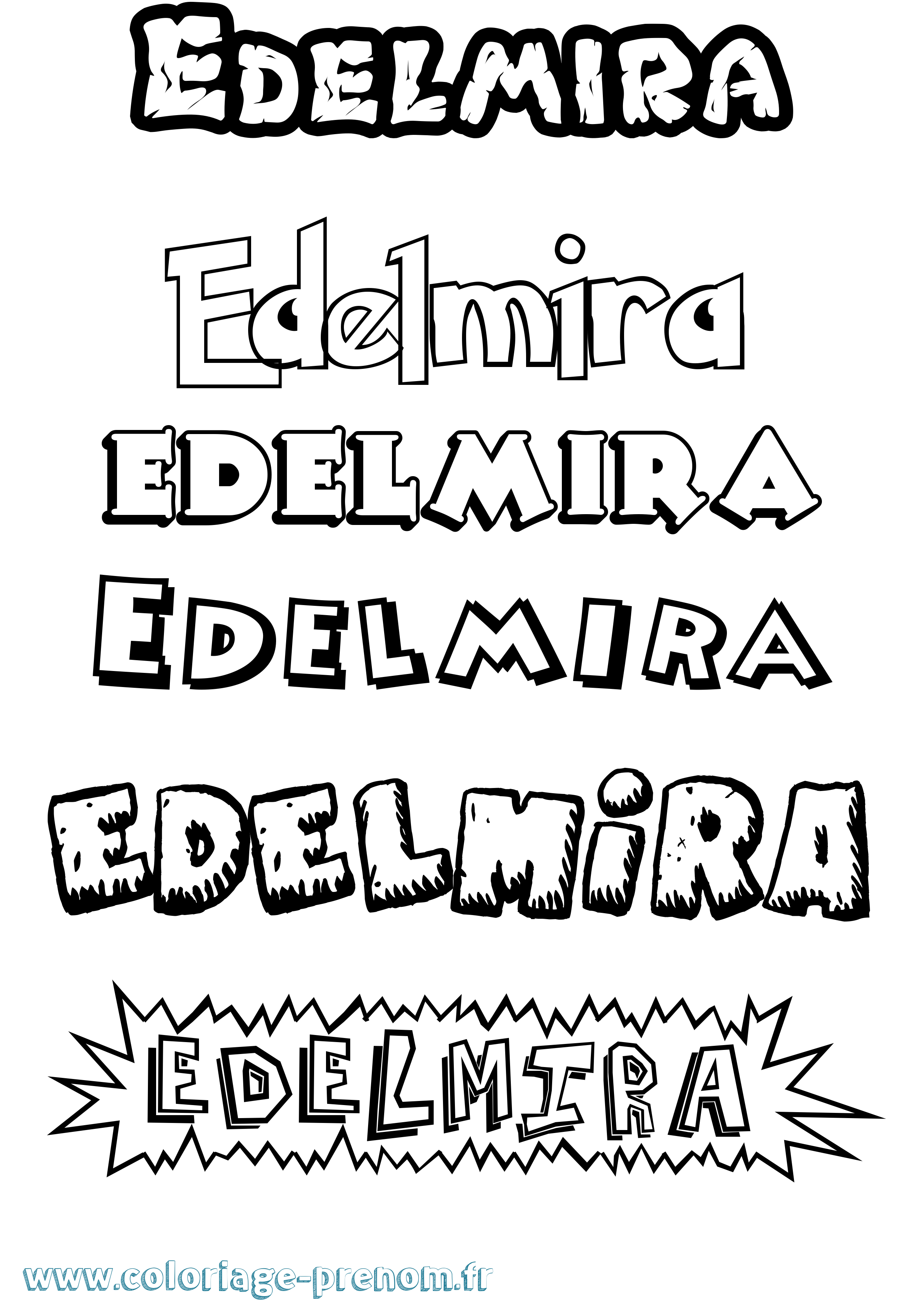 Coloriage Edelmira Dessin Animé Coloriage prénom Edelmira Dessin Animé