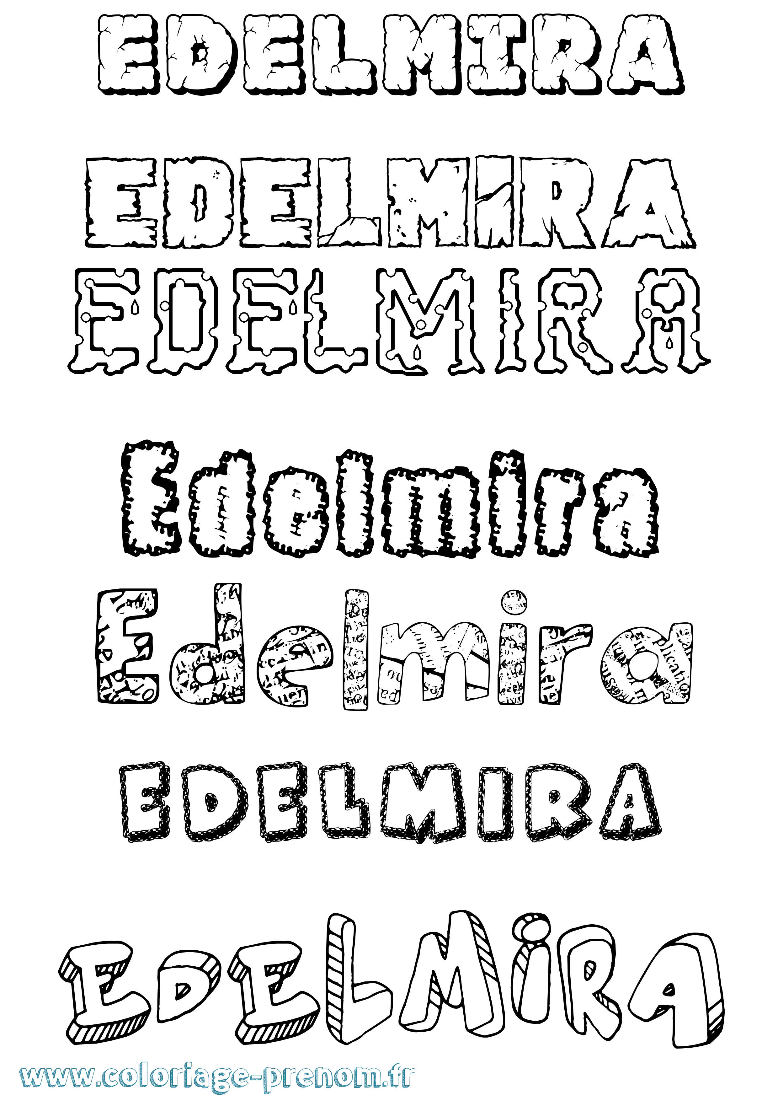 Coloriage Edelmira Destructuré Coloriage prénom Edelmira Destructuré